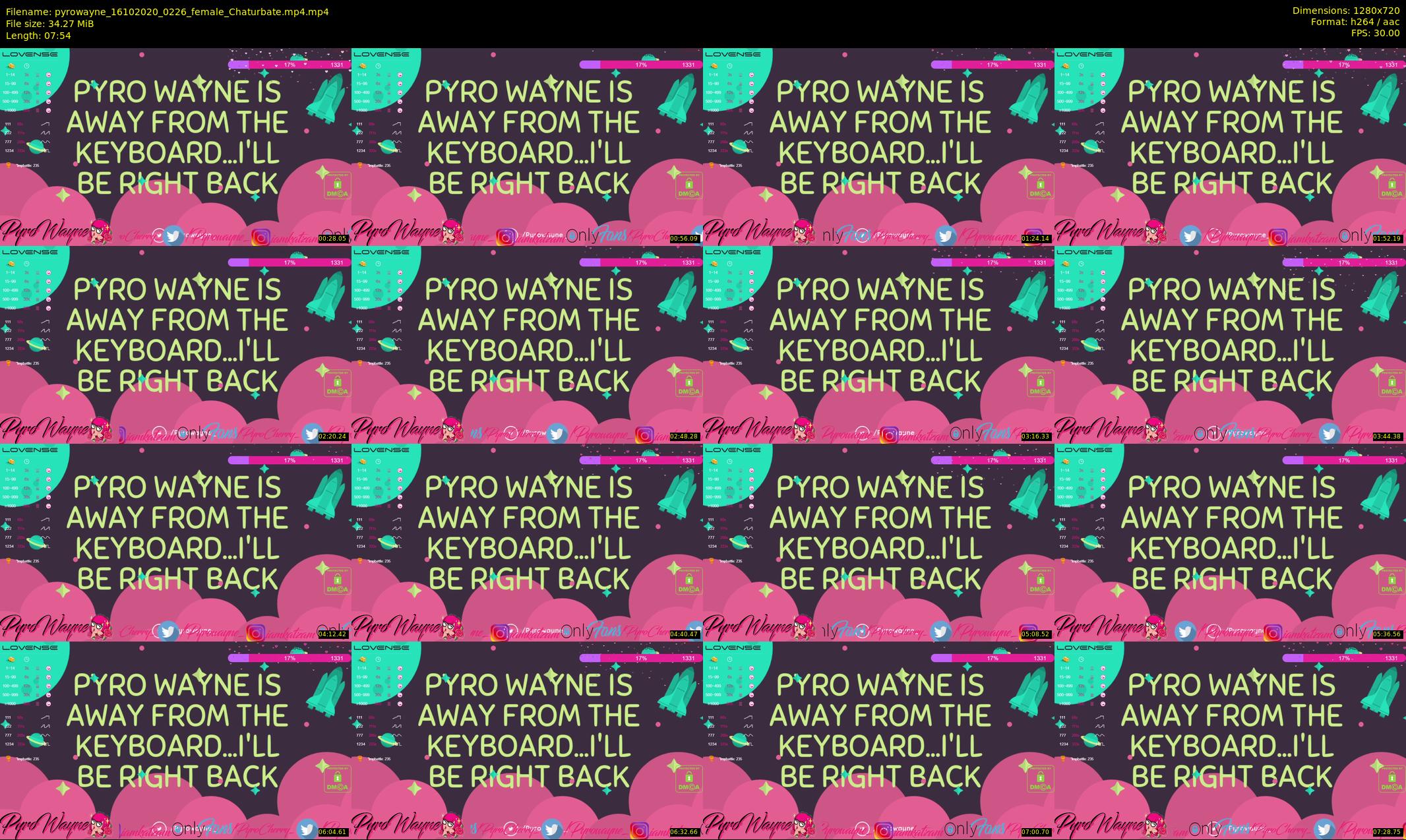 pyrowayne — 8 minute Chaturbate female cam show recording, 720p, Oct 16, 2020