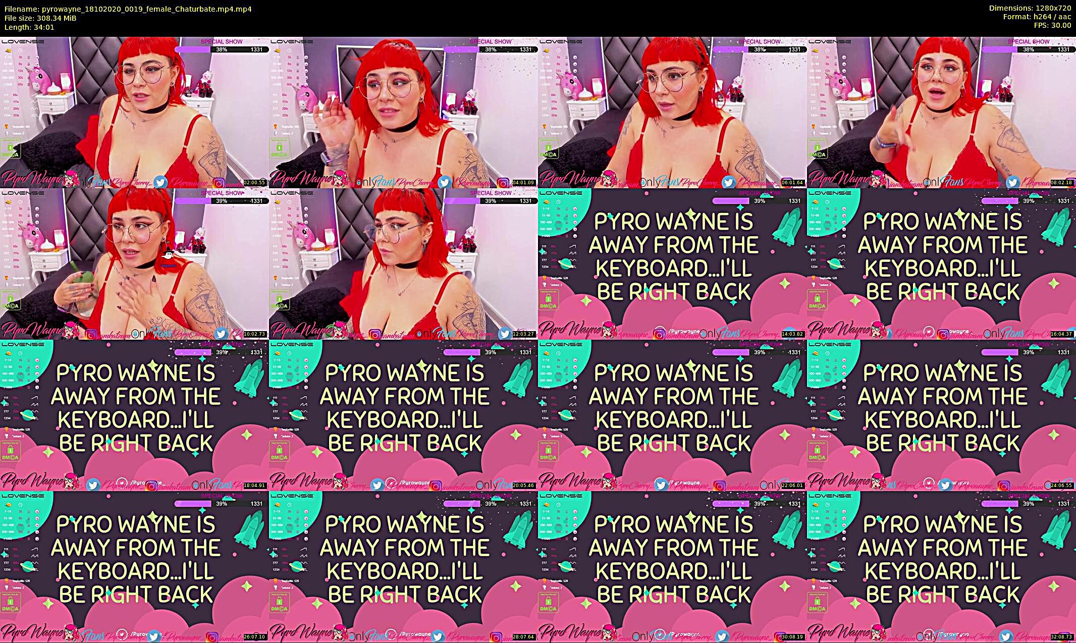 pyrowayne — 44 minute Chaturbate female cam show recording, 720p, Oct 18, 2020