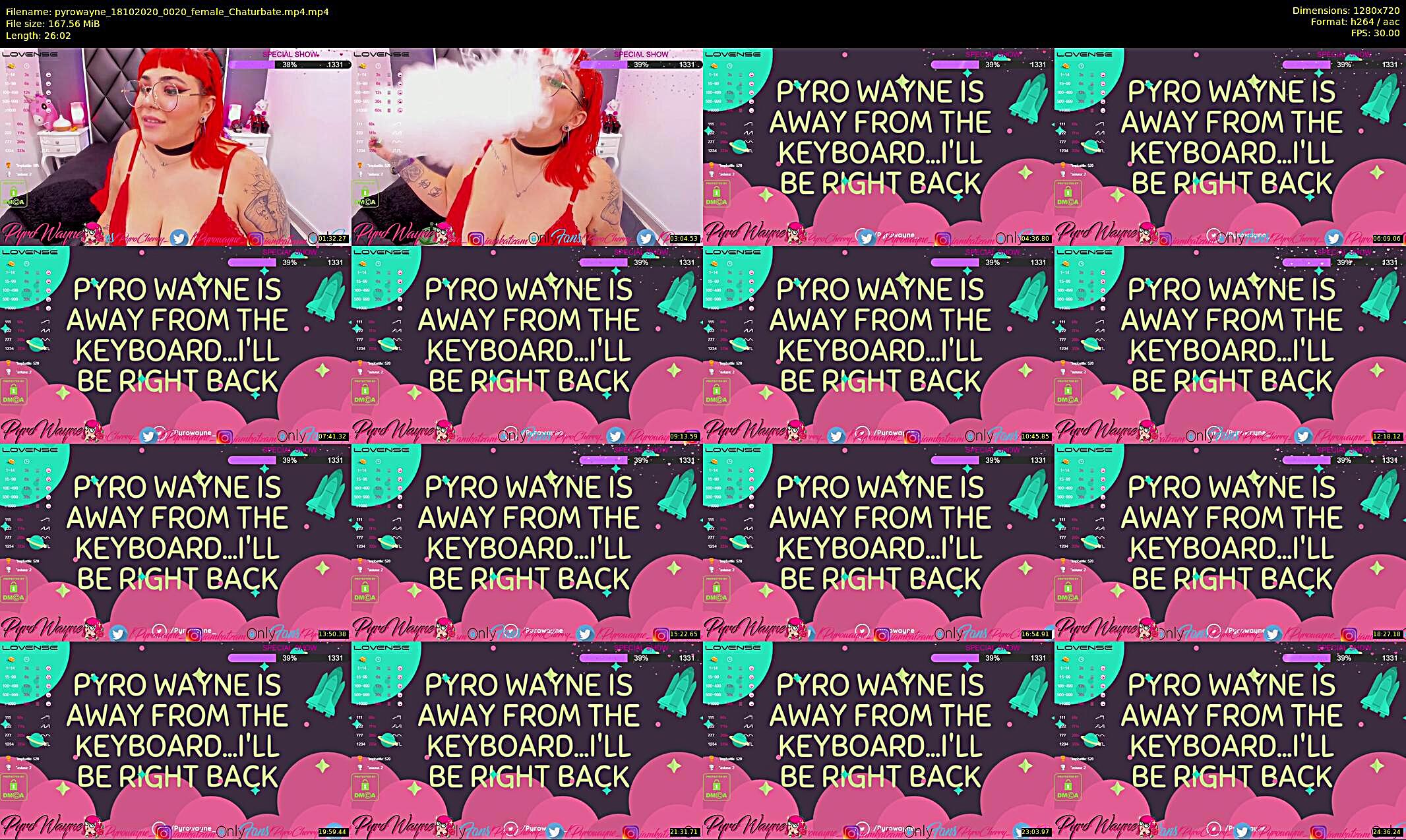 pyrowayne — 10 minute Chaturbate female cam show recording, 720p, Oct 18, 2020