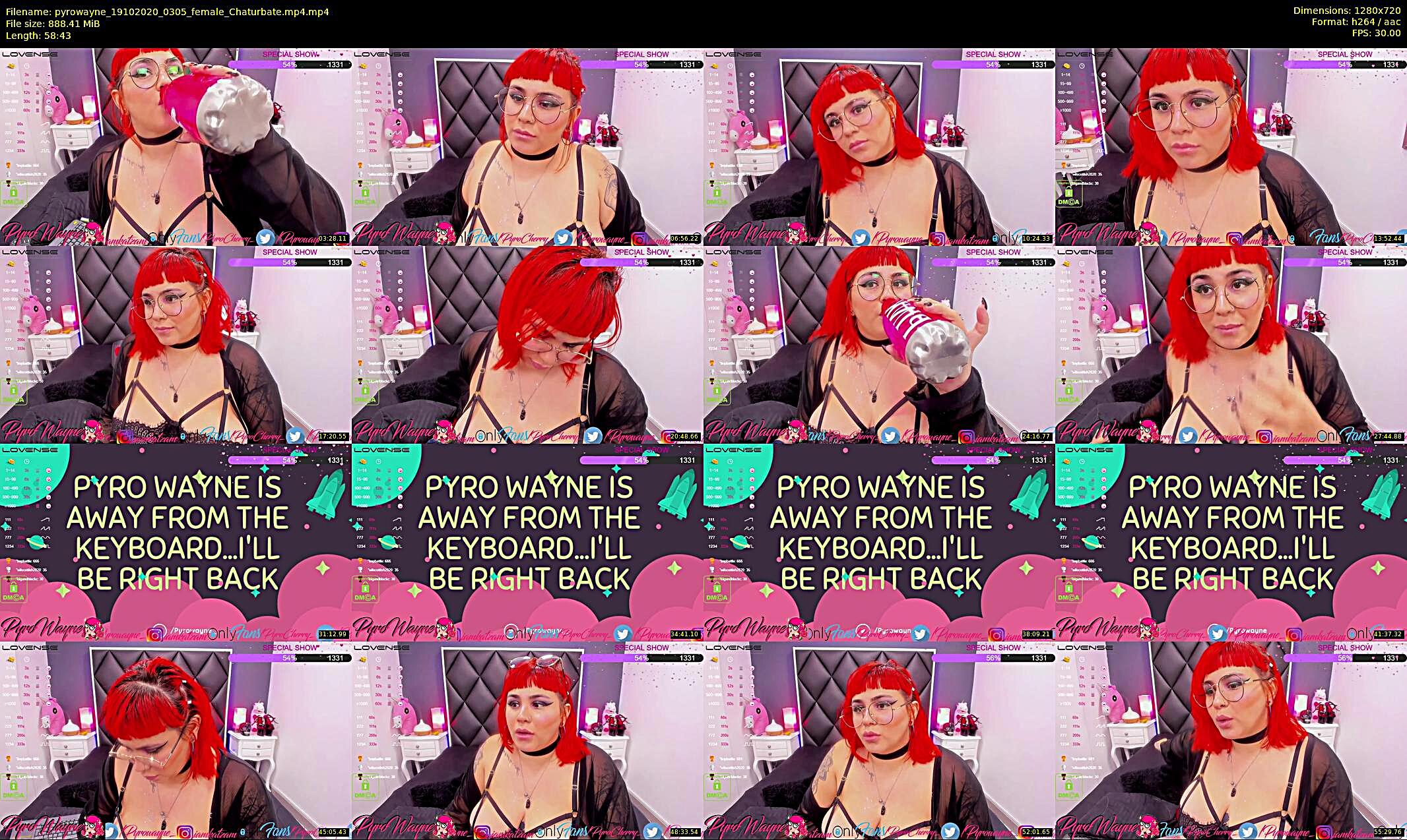 pyrowayne — 59 minute Chaturbate female cam show recording, 720p, Oct 19, 2020