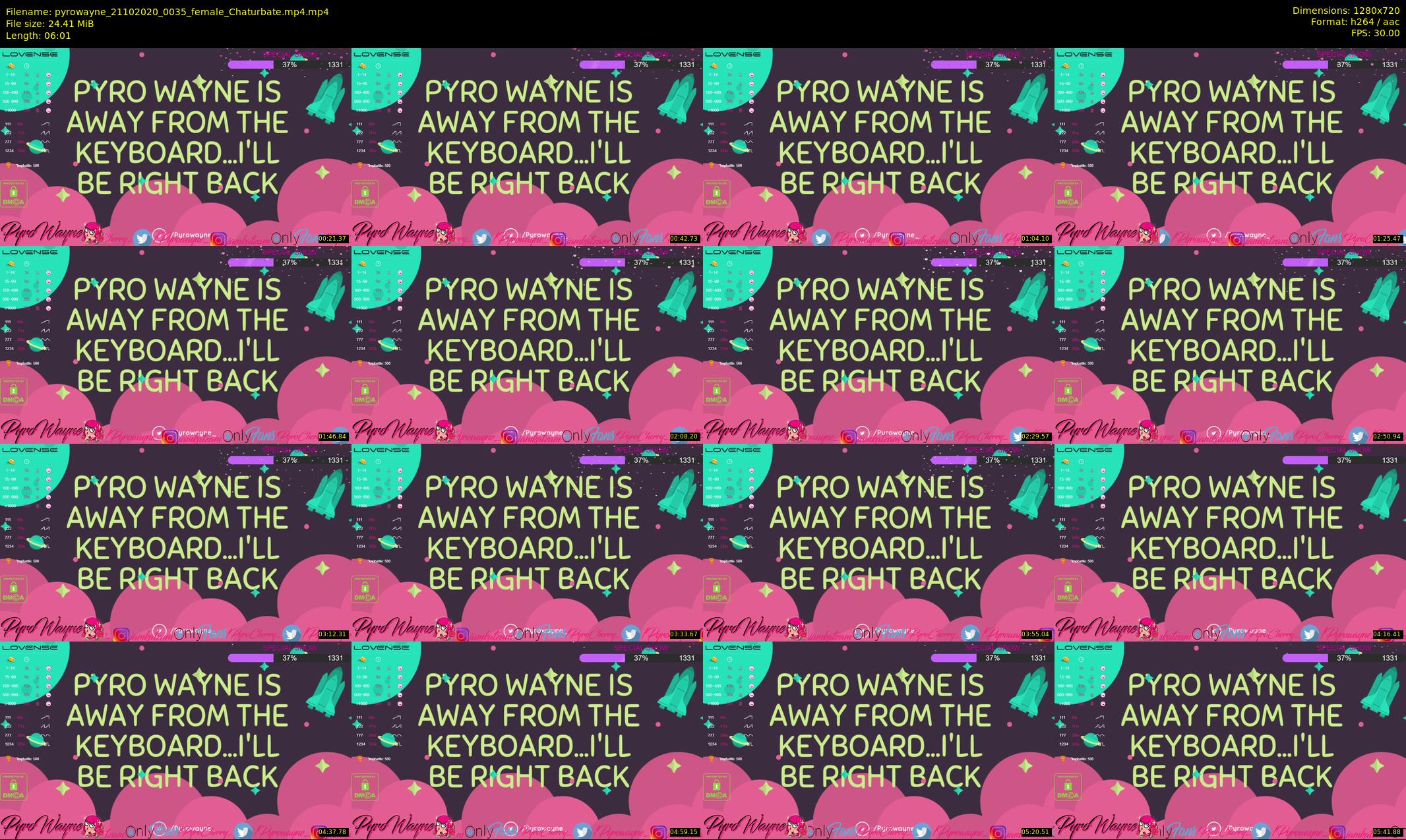 pyrowayne — 7 minute Chaturbate female cam show recording, 720p, Oct 21, 2020