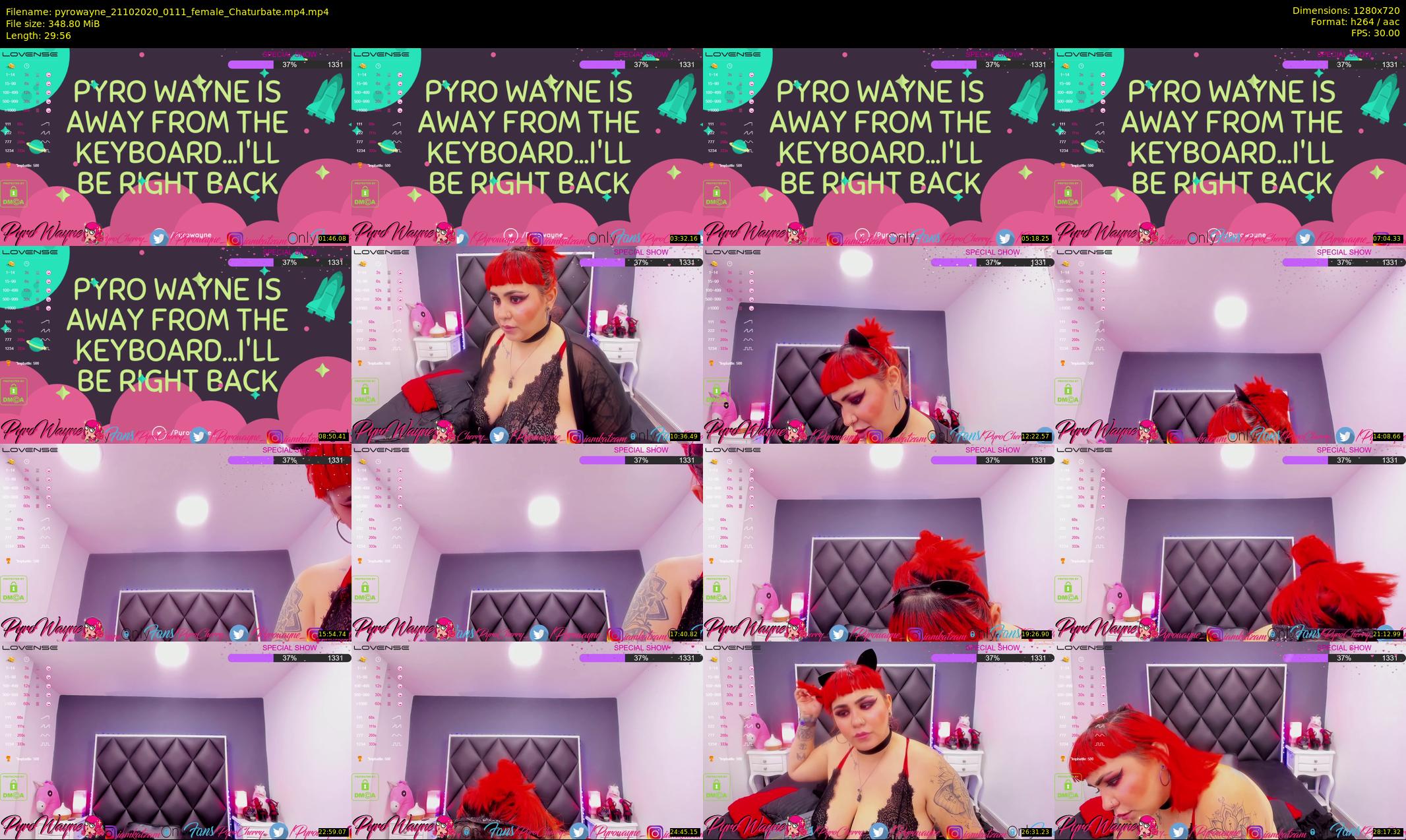 pyrowayne — 30 minute Chaturbate female cam show recording, 720p, Oct 21, 2020