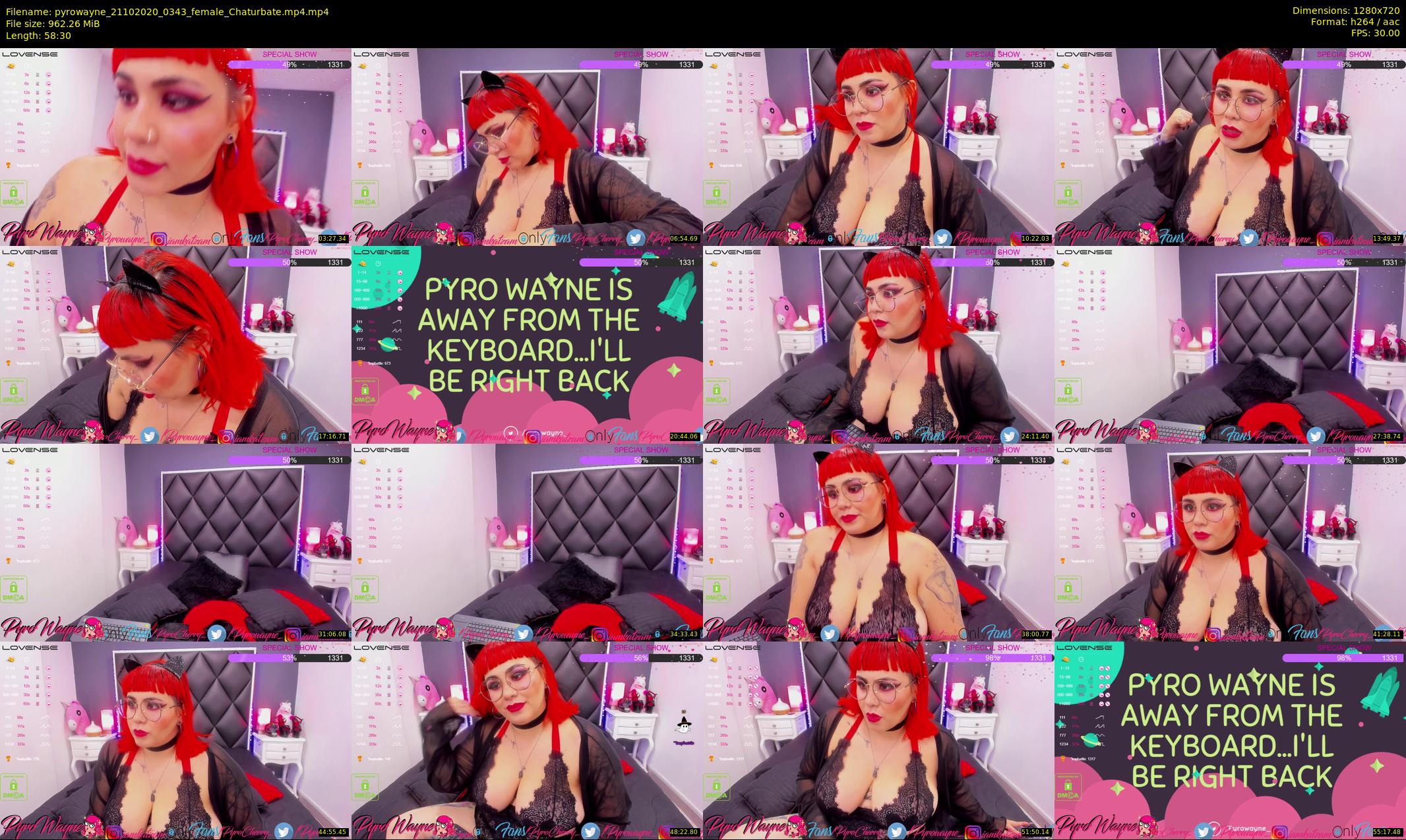 pyrowayne — 59 minute Chaturbate female cam show recording, 720p, Oct 21, 2020