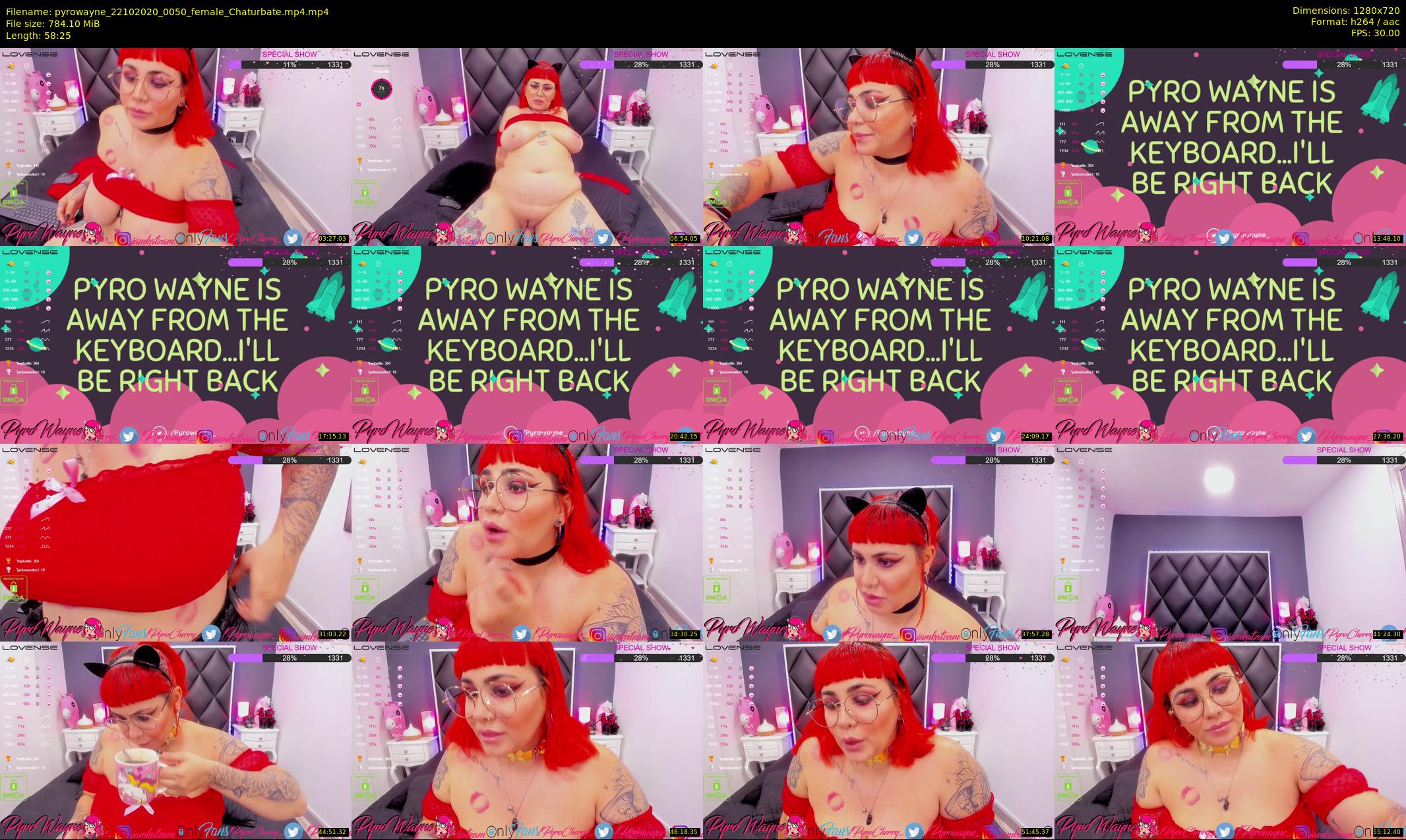 pyrowayne — 59 minute Chaturbate female cam show recording, 720p, Oct 22, 2020