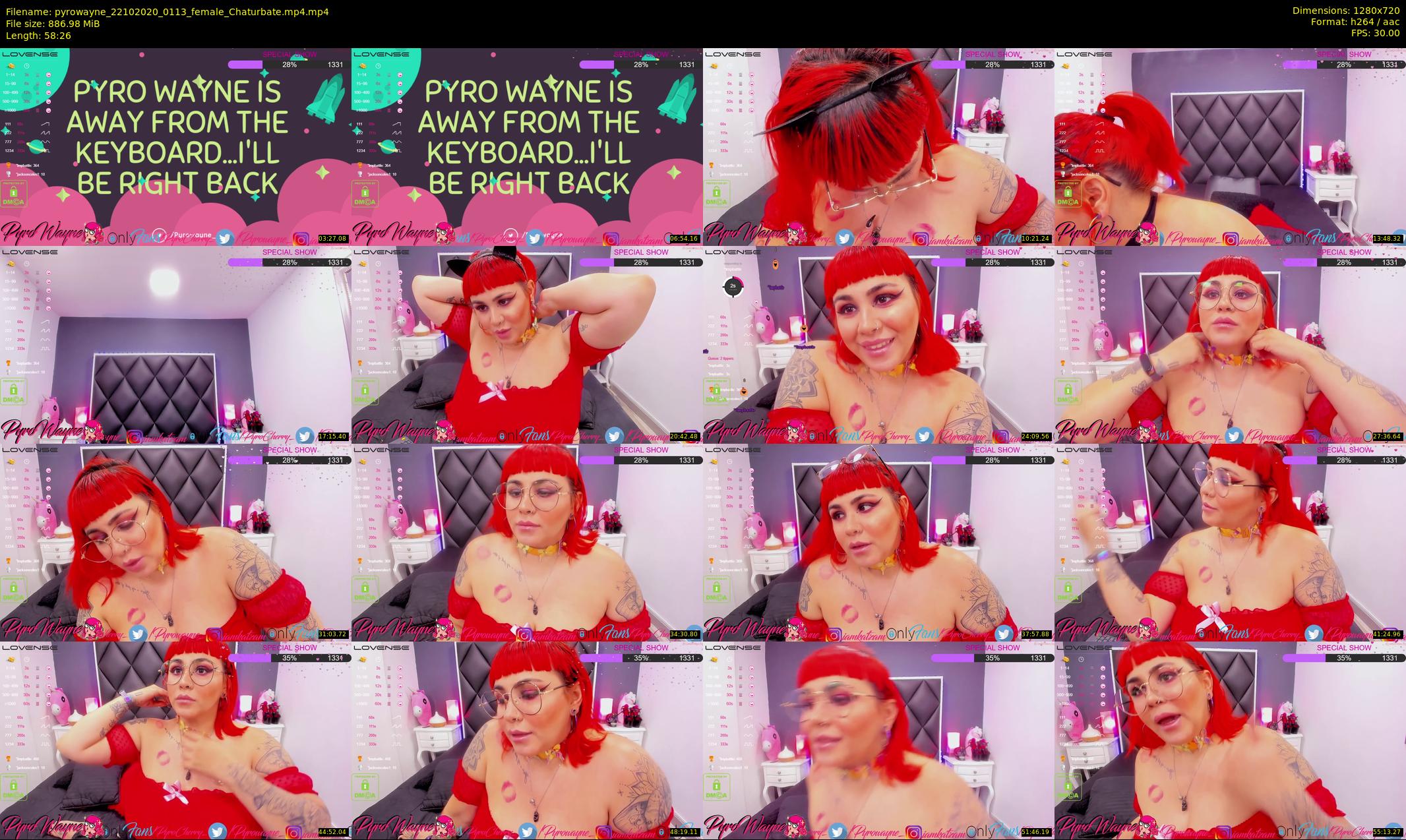 pyrowayne — 59 minute Chaturbate female cam show recording, 720p, Oct 22, 2020