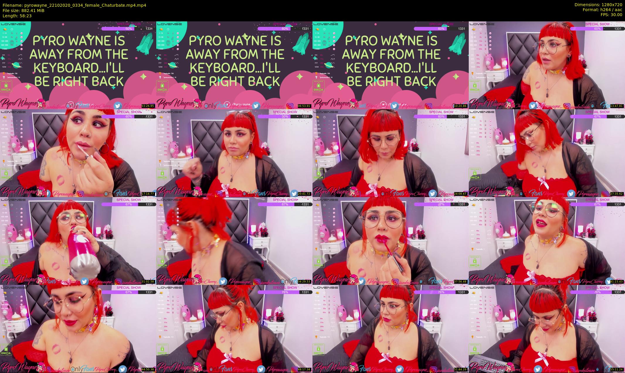 pyrowayne — 59 minute Chaturbate female cam show recording, 720p, Oct 22, 2020
