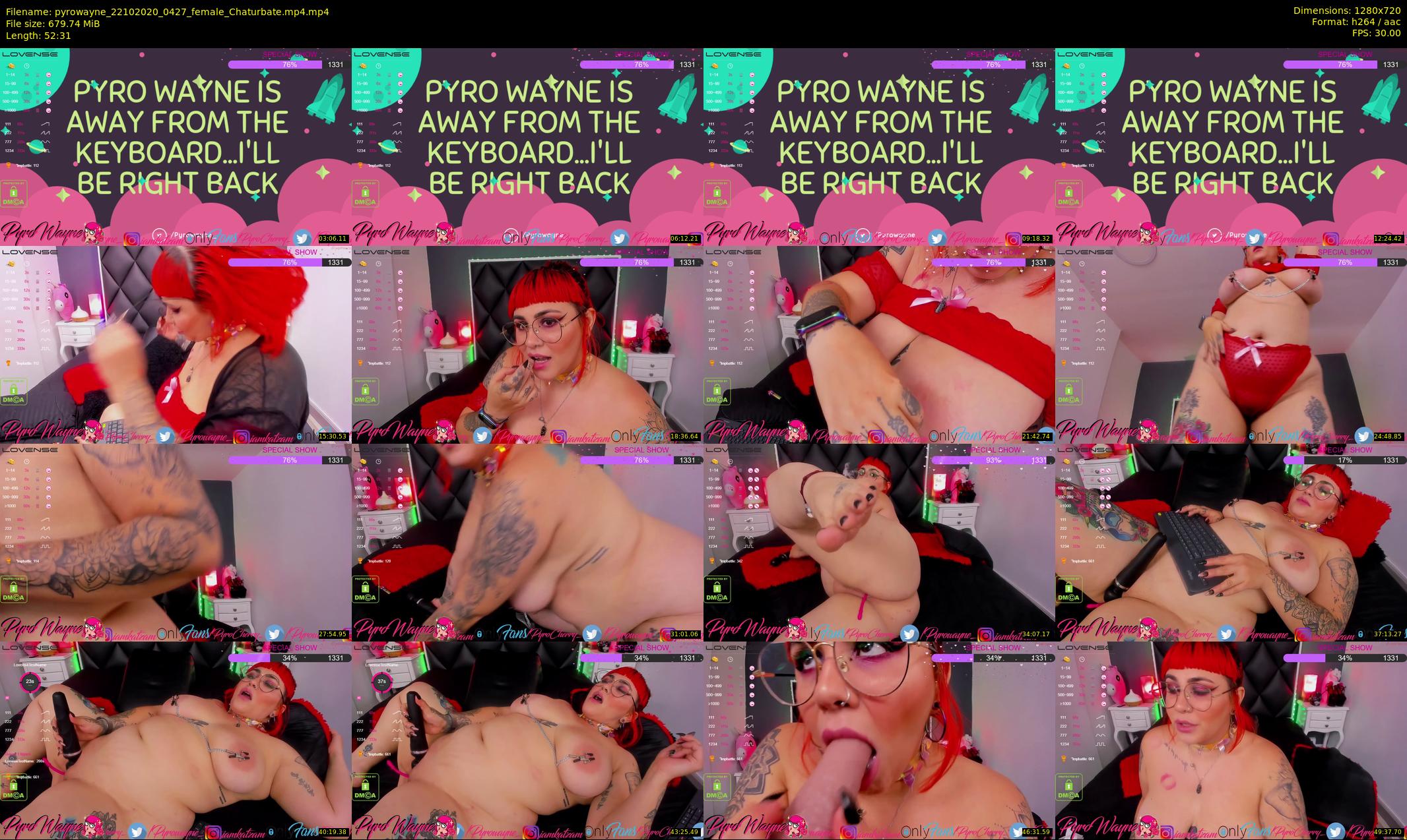 pyrowayne — 53 minute Chaturbate female cam show recording, 720p, Oct 22, 2020