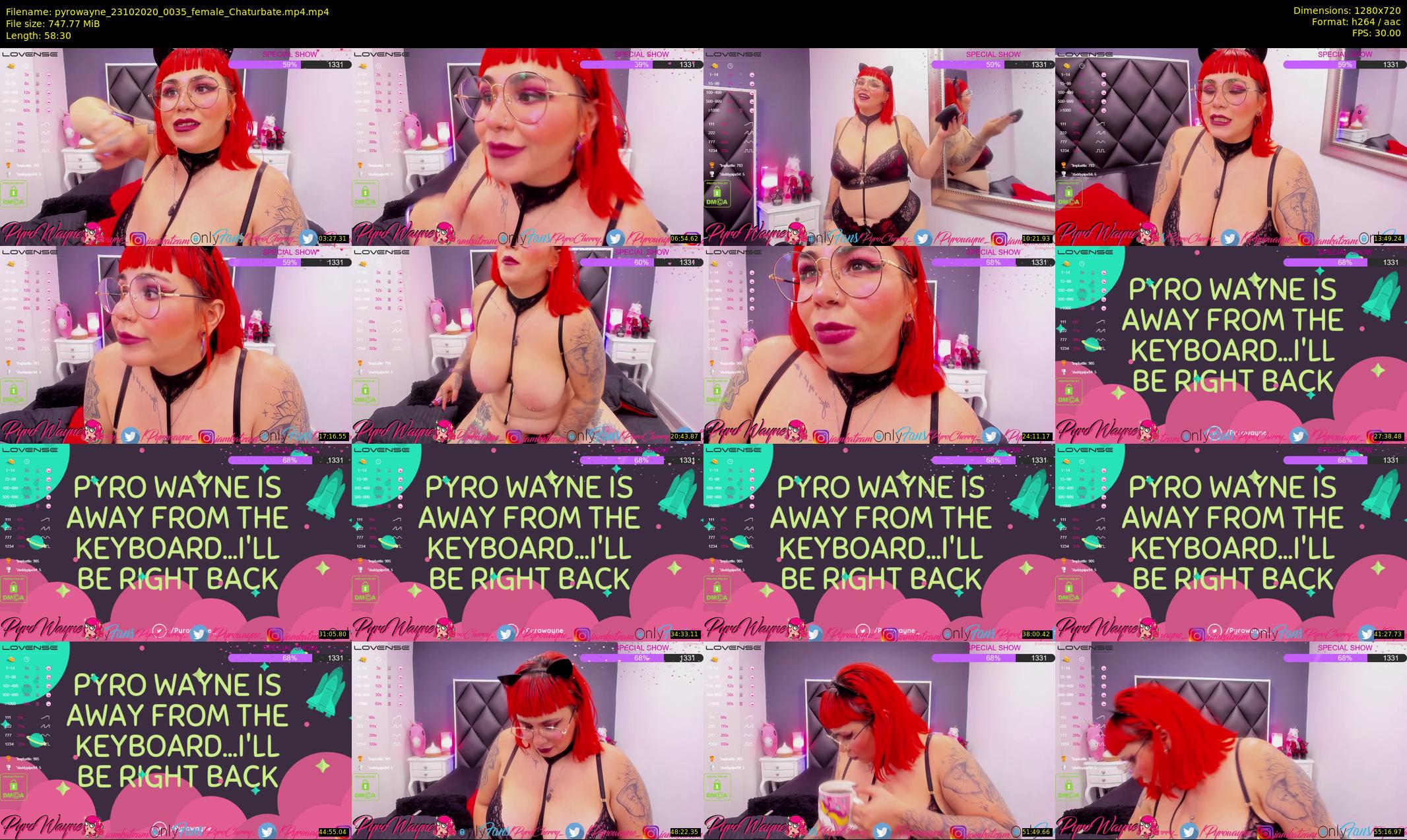 pyrowayne — 59 minute Chaturbate female cam show recording, 720p, Oct 23, 2020