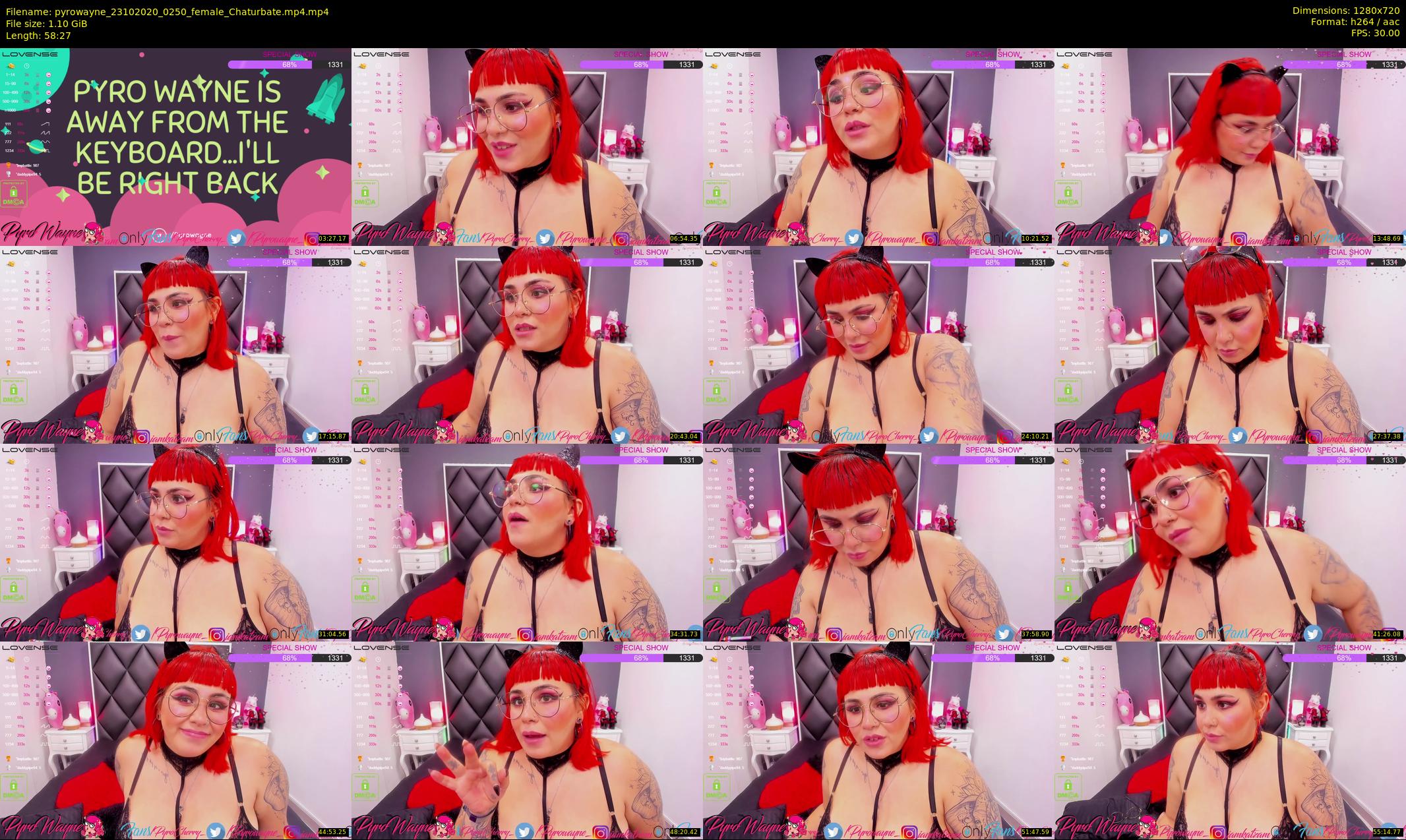 pyrowayne — 59 minute Chaturbate female cam show recording, 720p, Oct 23, 2020