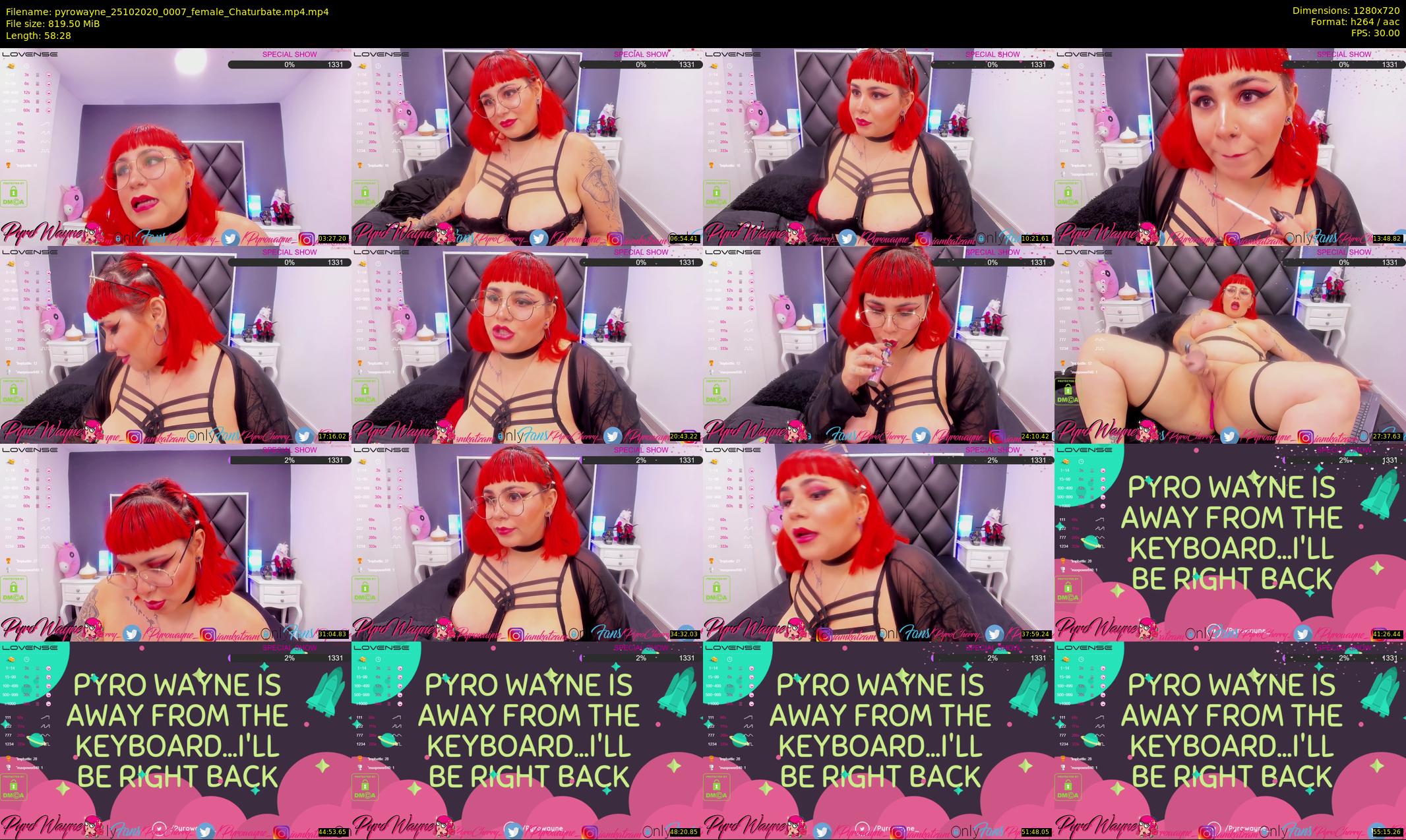 pyrowayne — 59 minute Chaturbate female cam show recording, 720p, Oct 25, 2020