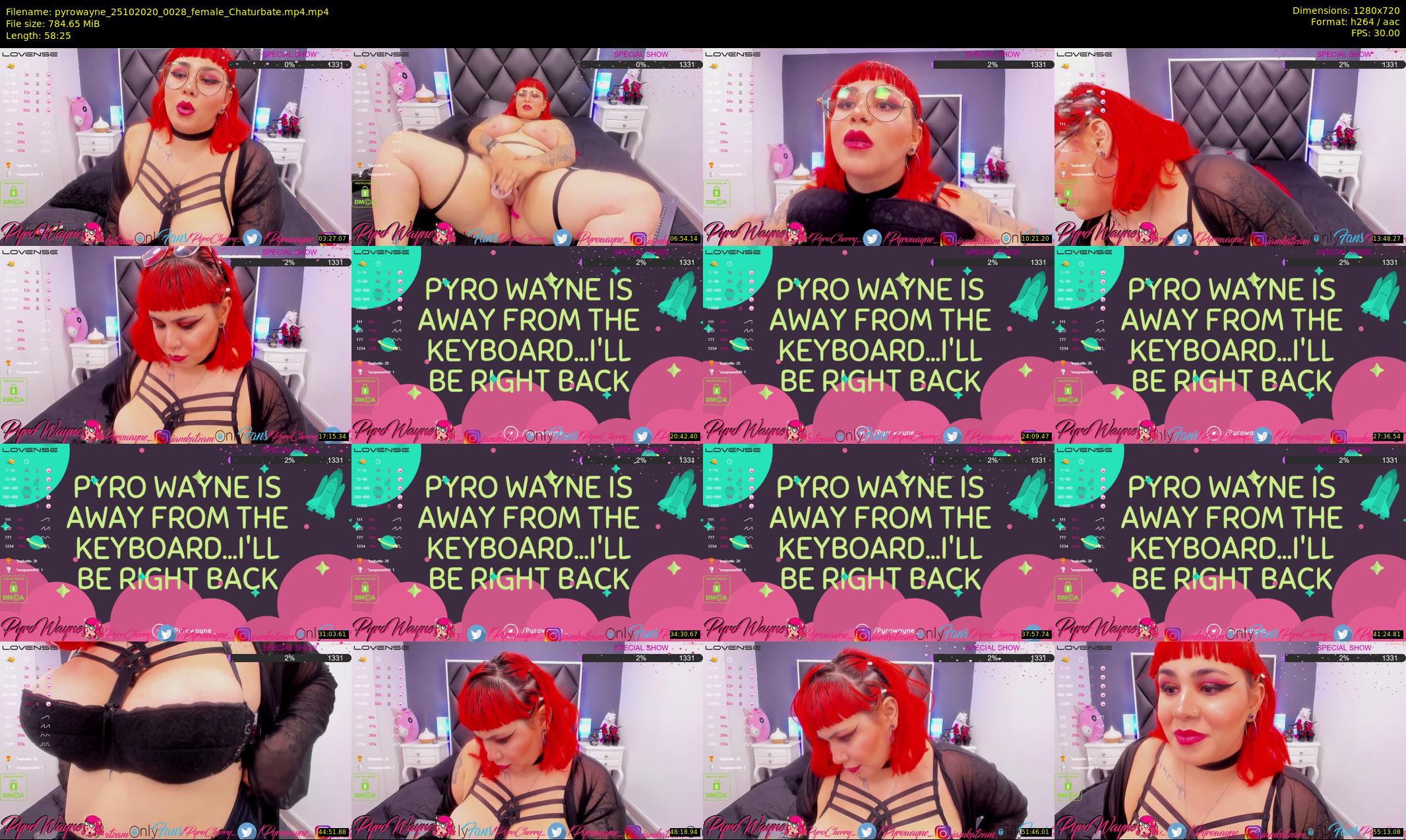 pyrowayne — 59 minute Chaturbate female cam show recording, 720p, Oct 25, 2020
