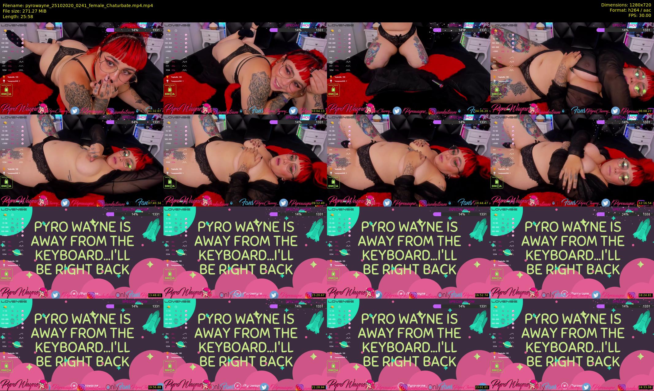 pyrowayne — 26 minute Chaturbate female cam show recording, 720p, Oct 25, 2020