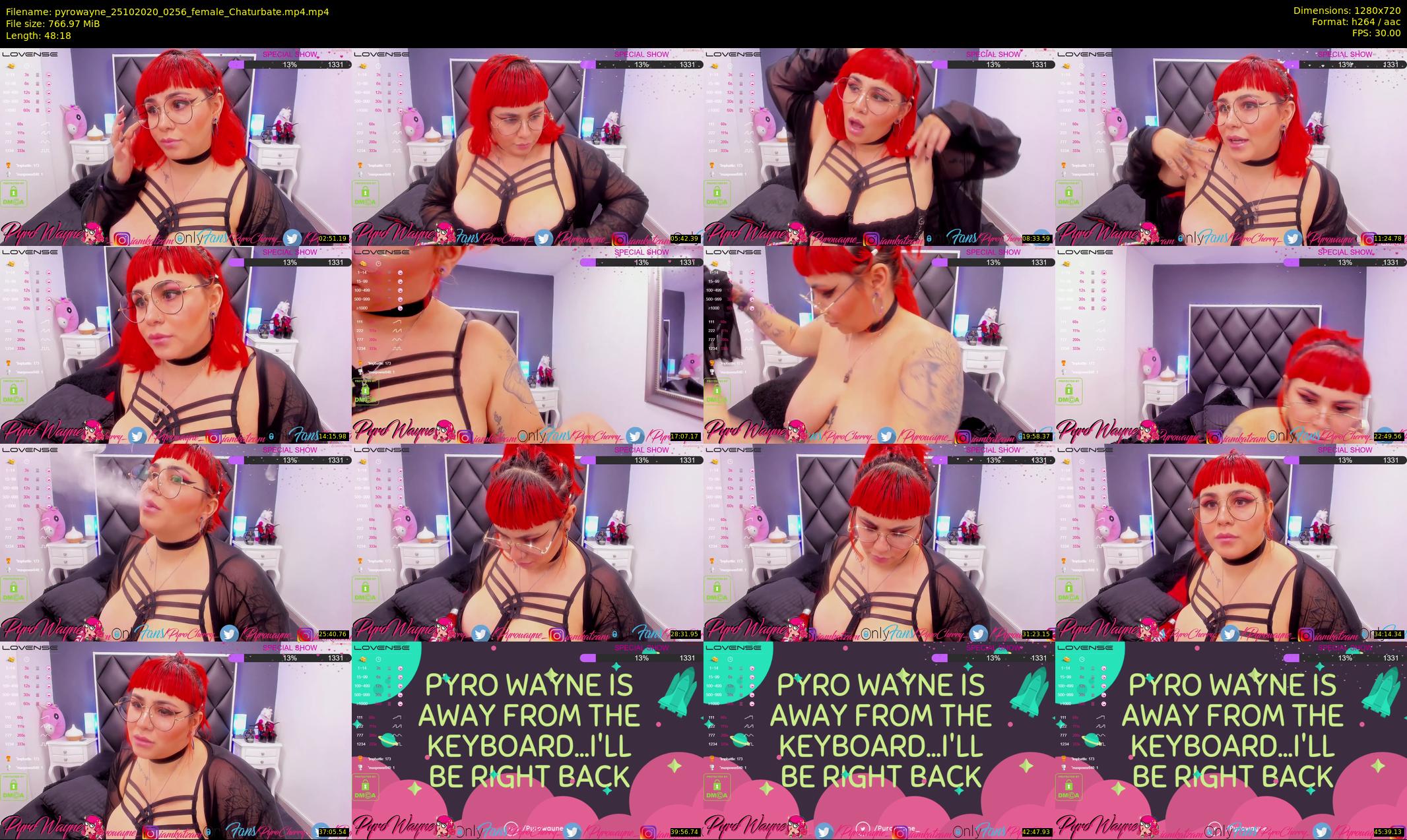 pyrowayne — 49 minute Chaturbate female cam show recording, 720p, Oct 25, 2020