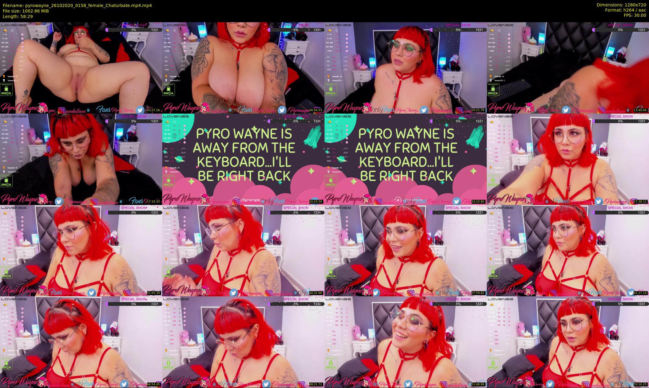pyrowayne — 59 minute Chaturbate female cam show recording, 720p, Oct 26, 2020