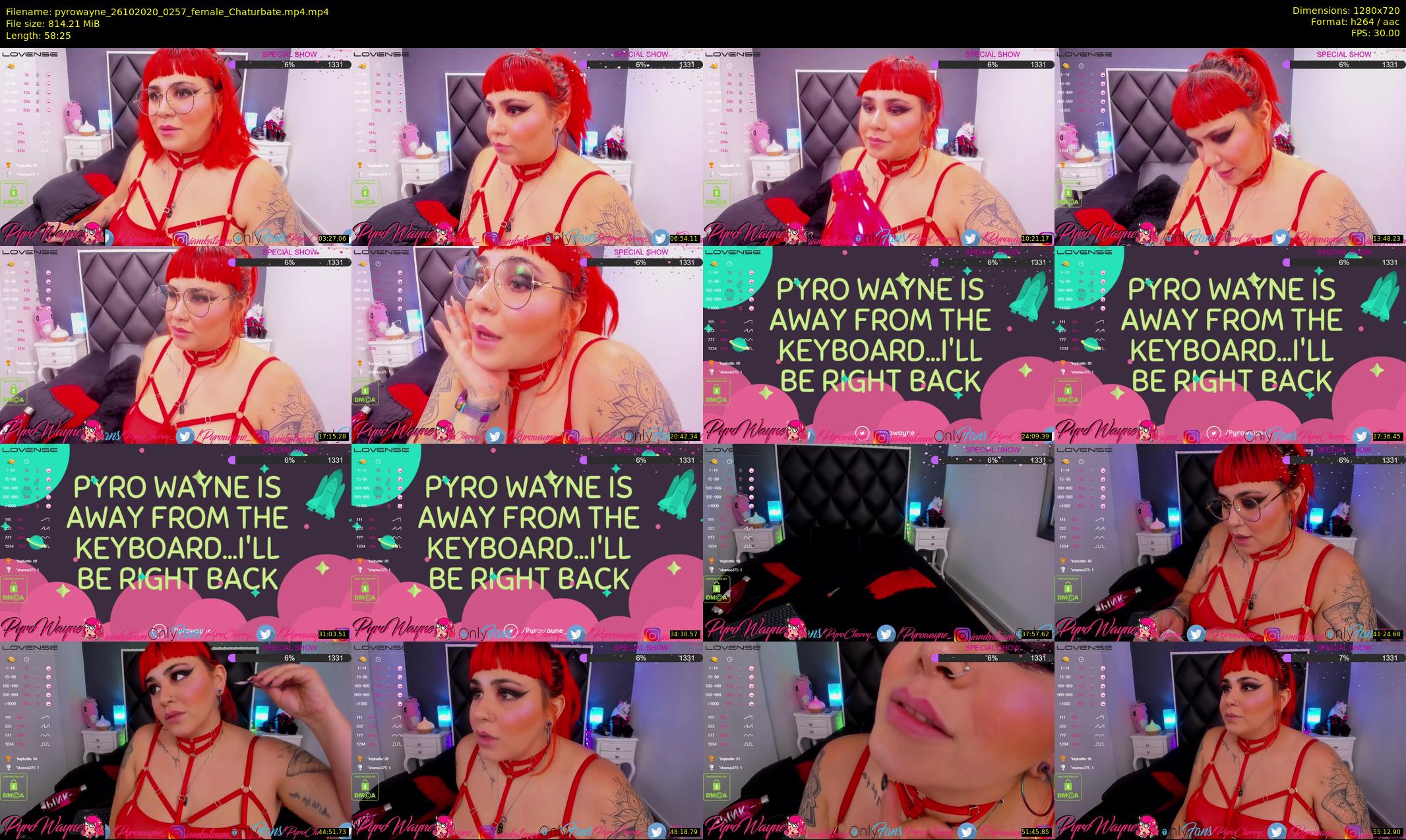pyrowayne — 59 minute Chaturbate female cam show recording, 720p, Oct 26, 2020