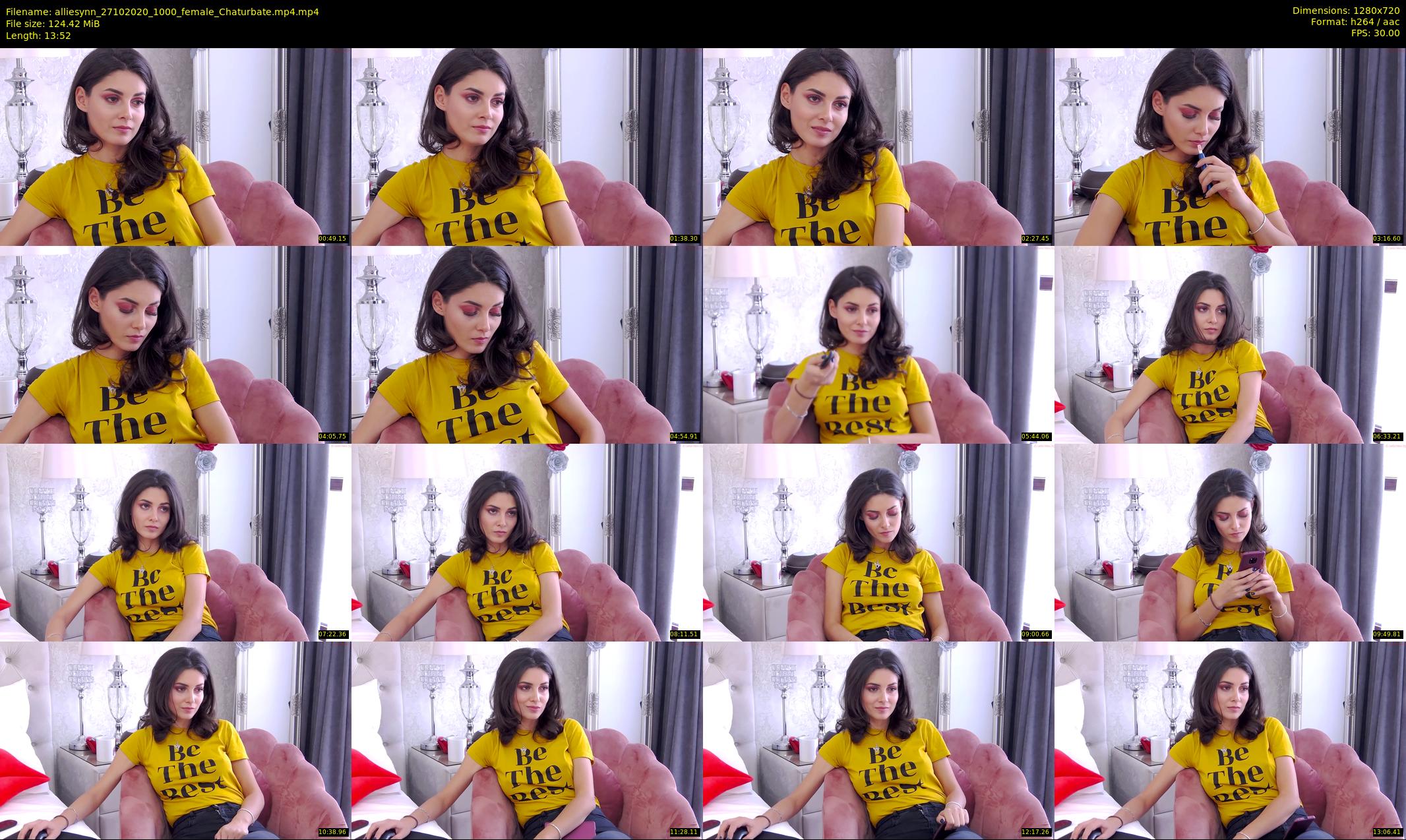 alliesynn — 14 minute Chaturbate female cam show recording, 720p, Oct 27, 2020