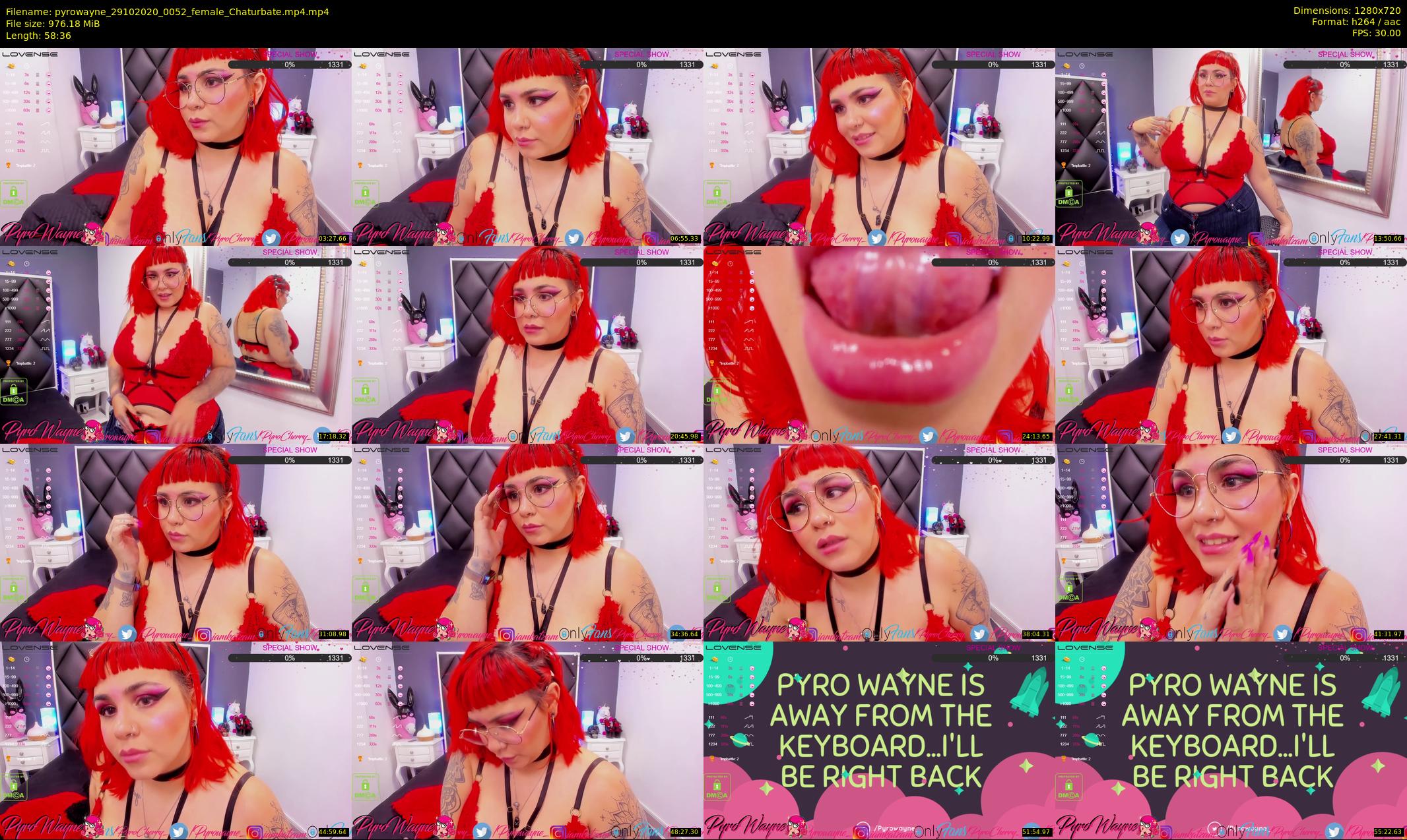 pyrowayne — 59 minute Chaturbate female cam show recording, 720p, Oct 29, 2020