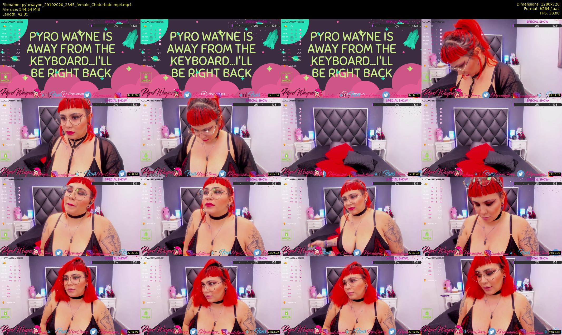 pyrowayne — 43 minute Chaturbate female cam show recording, 720p, Oct 29, 2020
