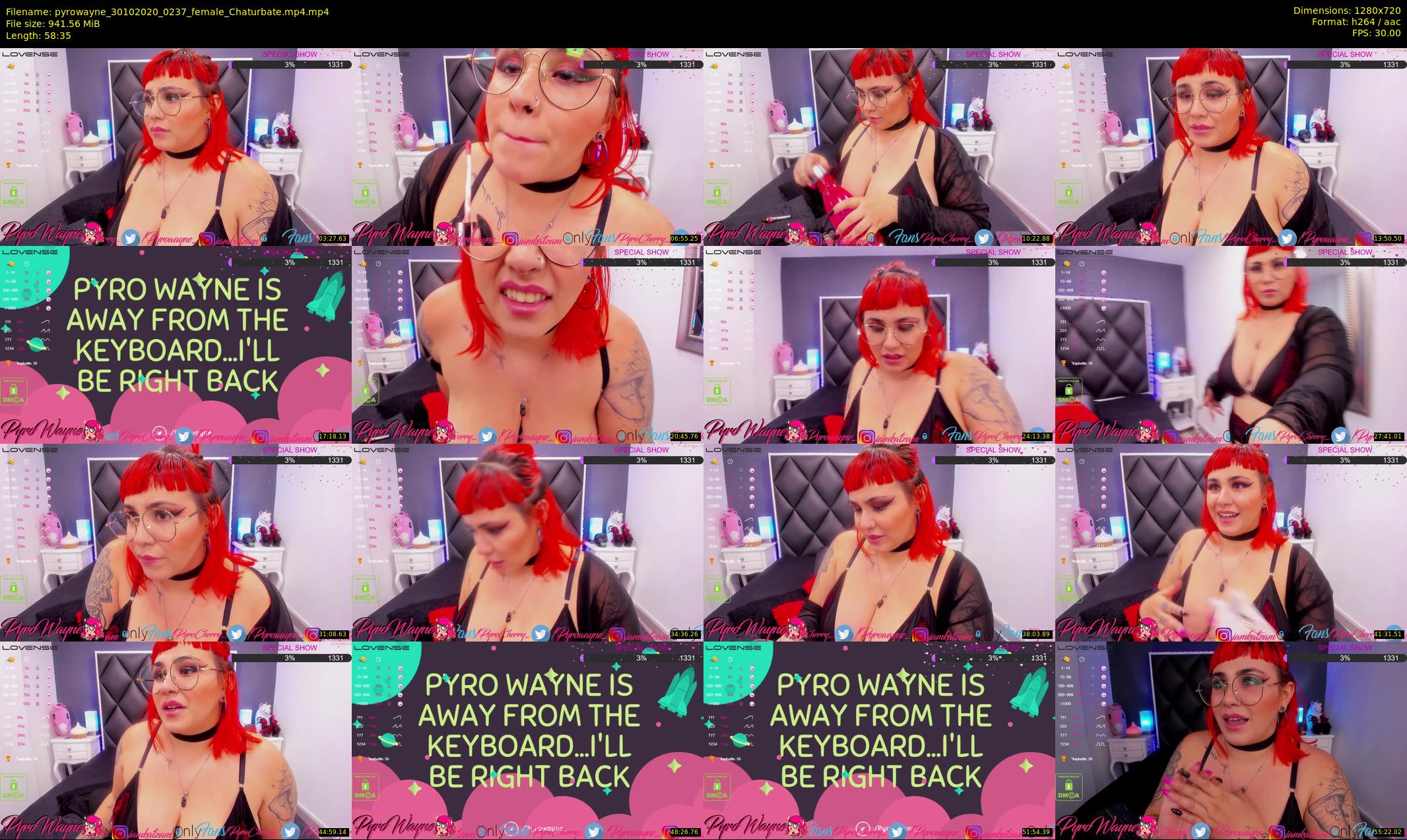 pyrowayne — 59 minute Chaturbate female cam show recording, 720p, Oct 30, 2020