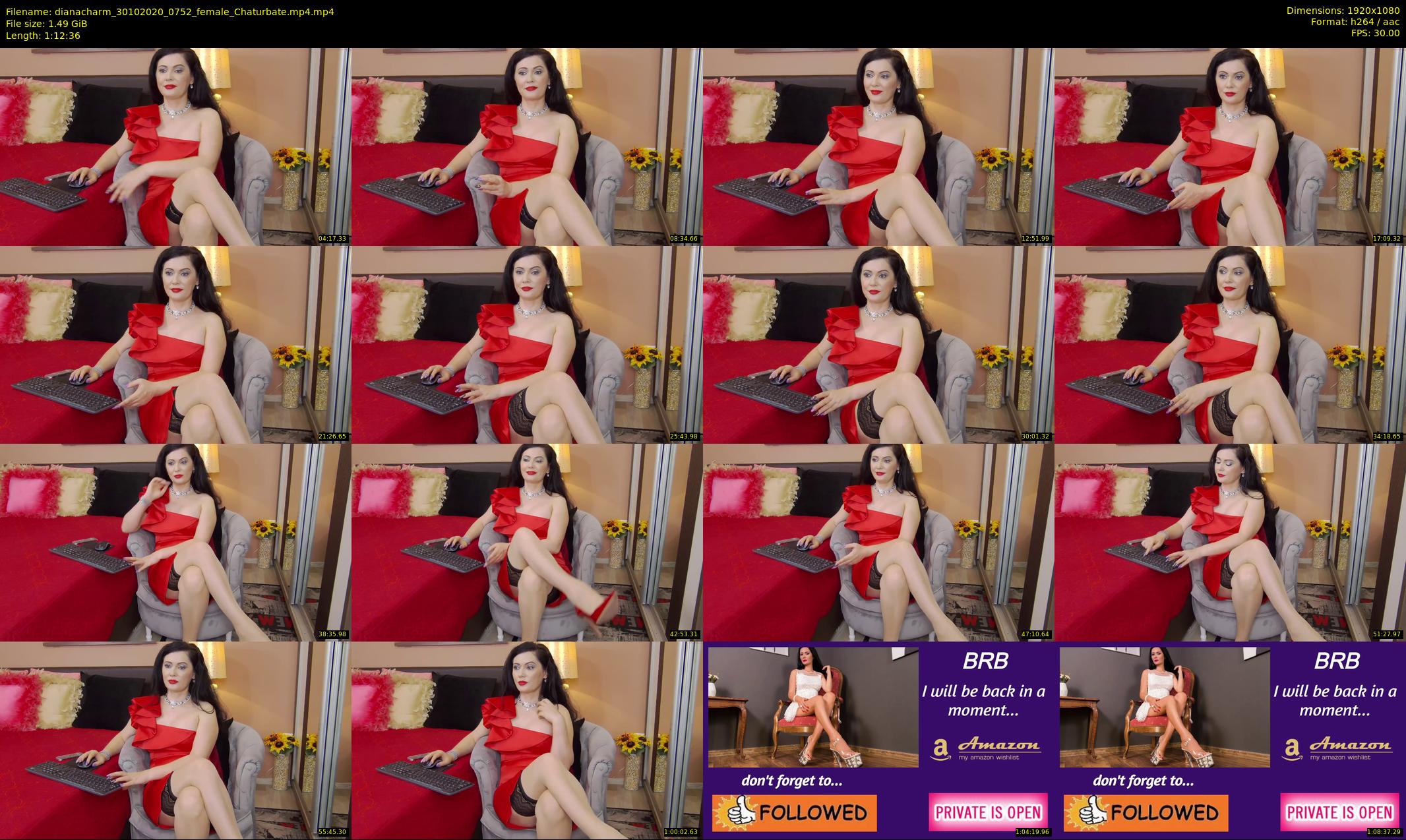 dianacharm — 73 minute Chaturbate female cam show recording, 1080p, Oct 30, 2020