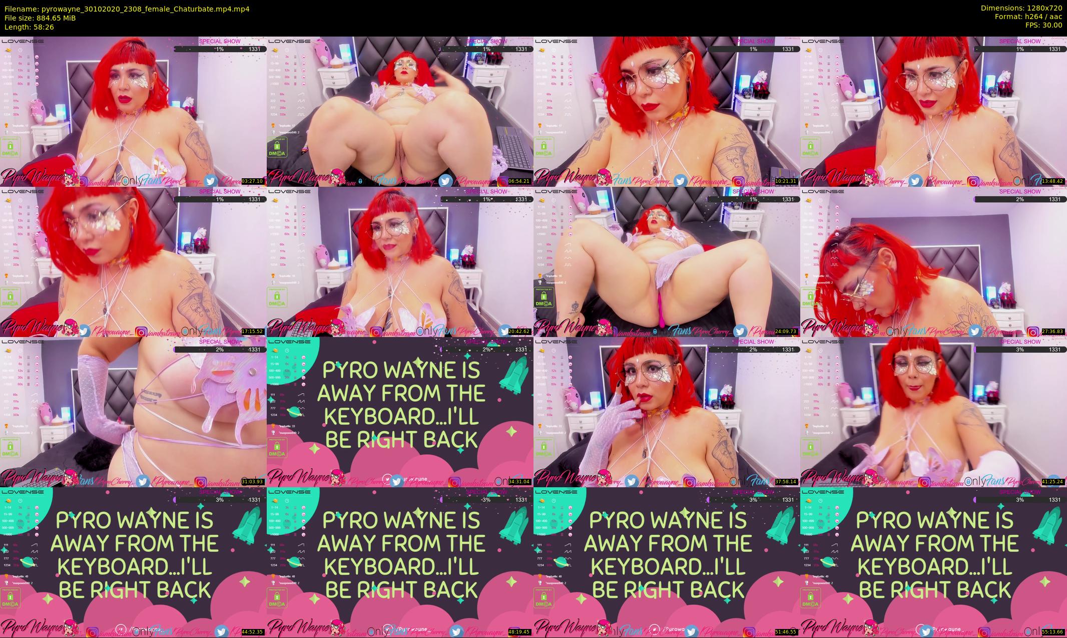pyrowayne — 59 minute Chaturbate female cam show recording, 720p, Oct 30, 2020