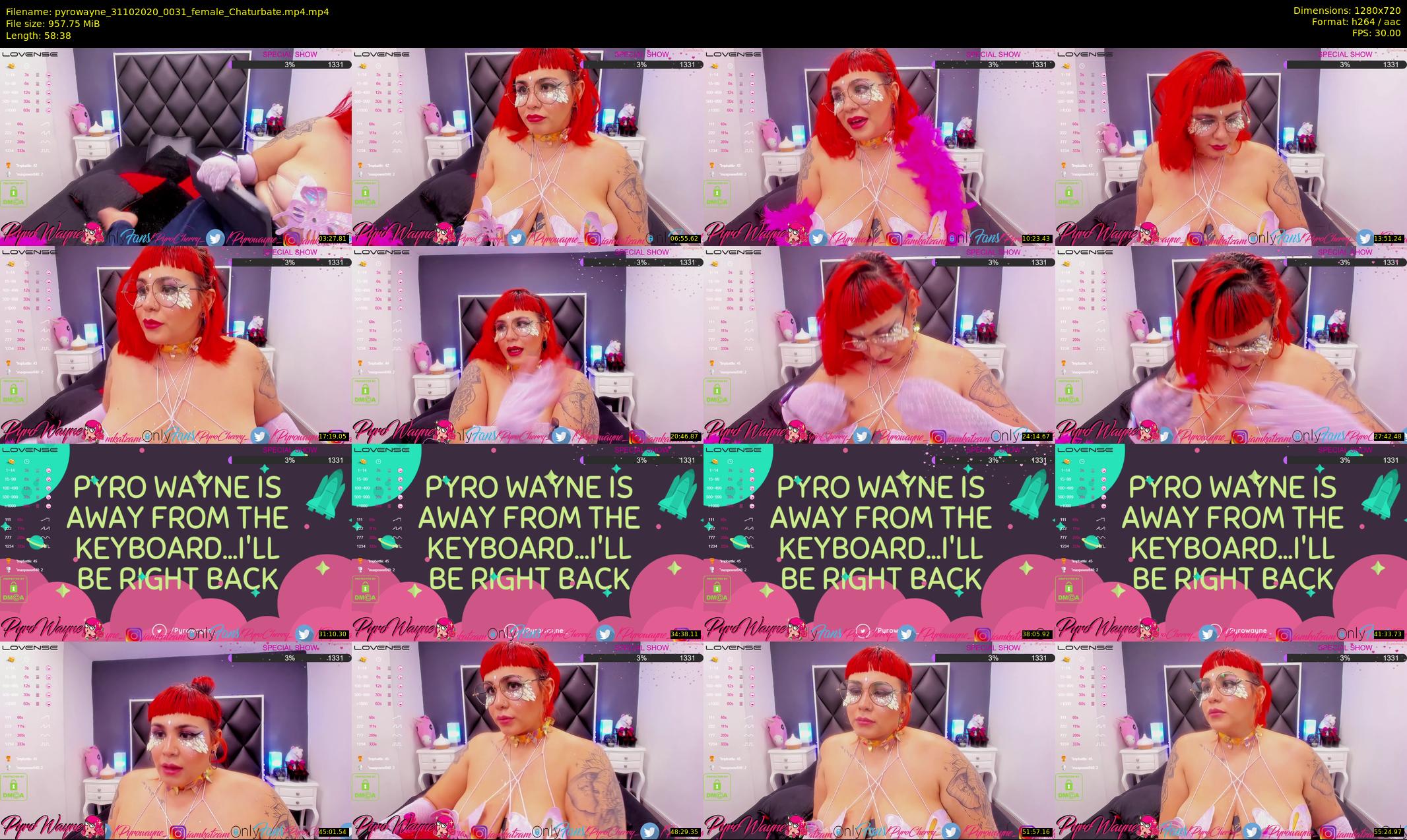 pyrowayne — 59 minute Chaturbate female cam show recording, 720p, Oct 31, 2020