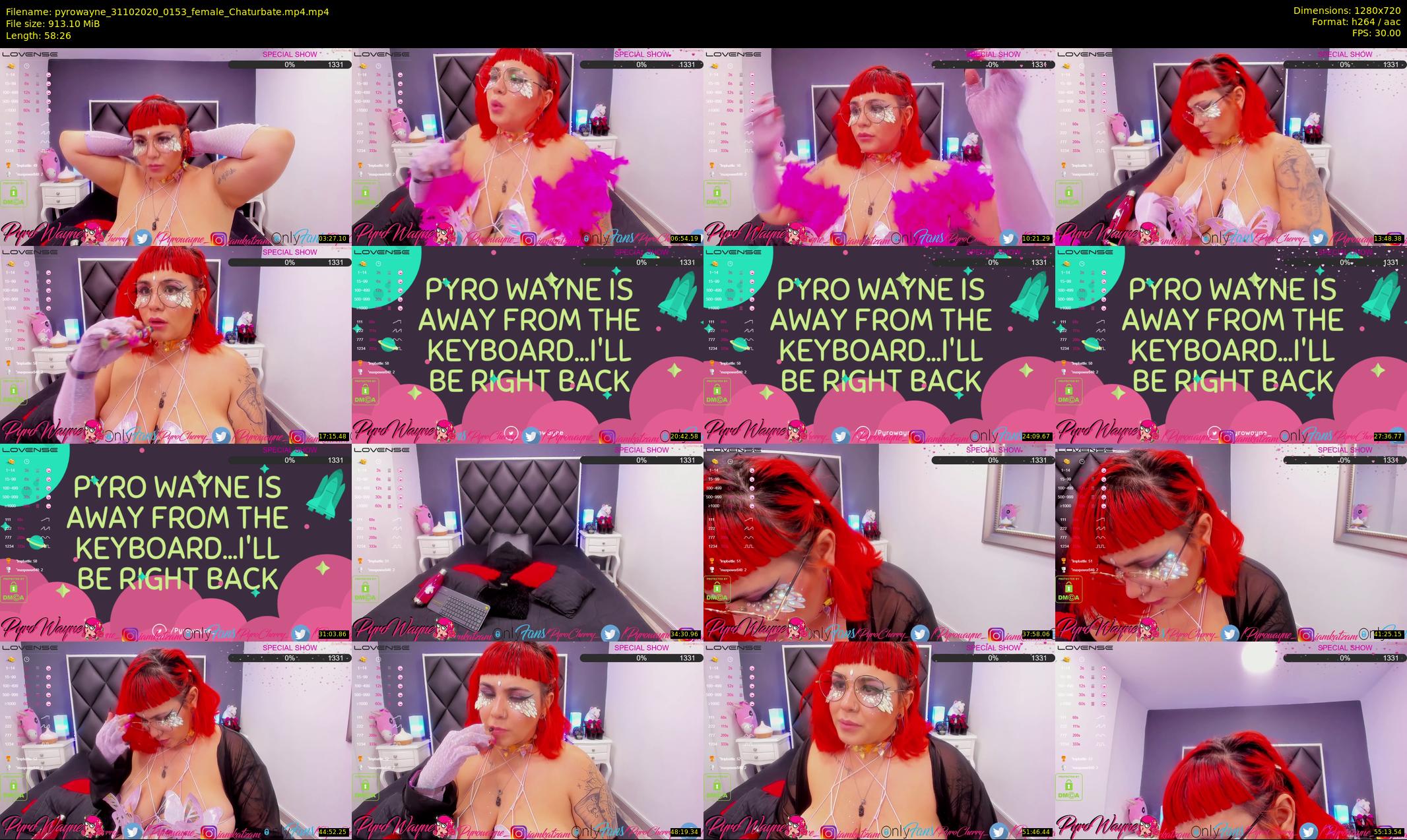 pyrowayne — 59 minute Chaturbate female cam show recording, 720p, Oct 31, 2020