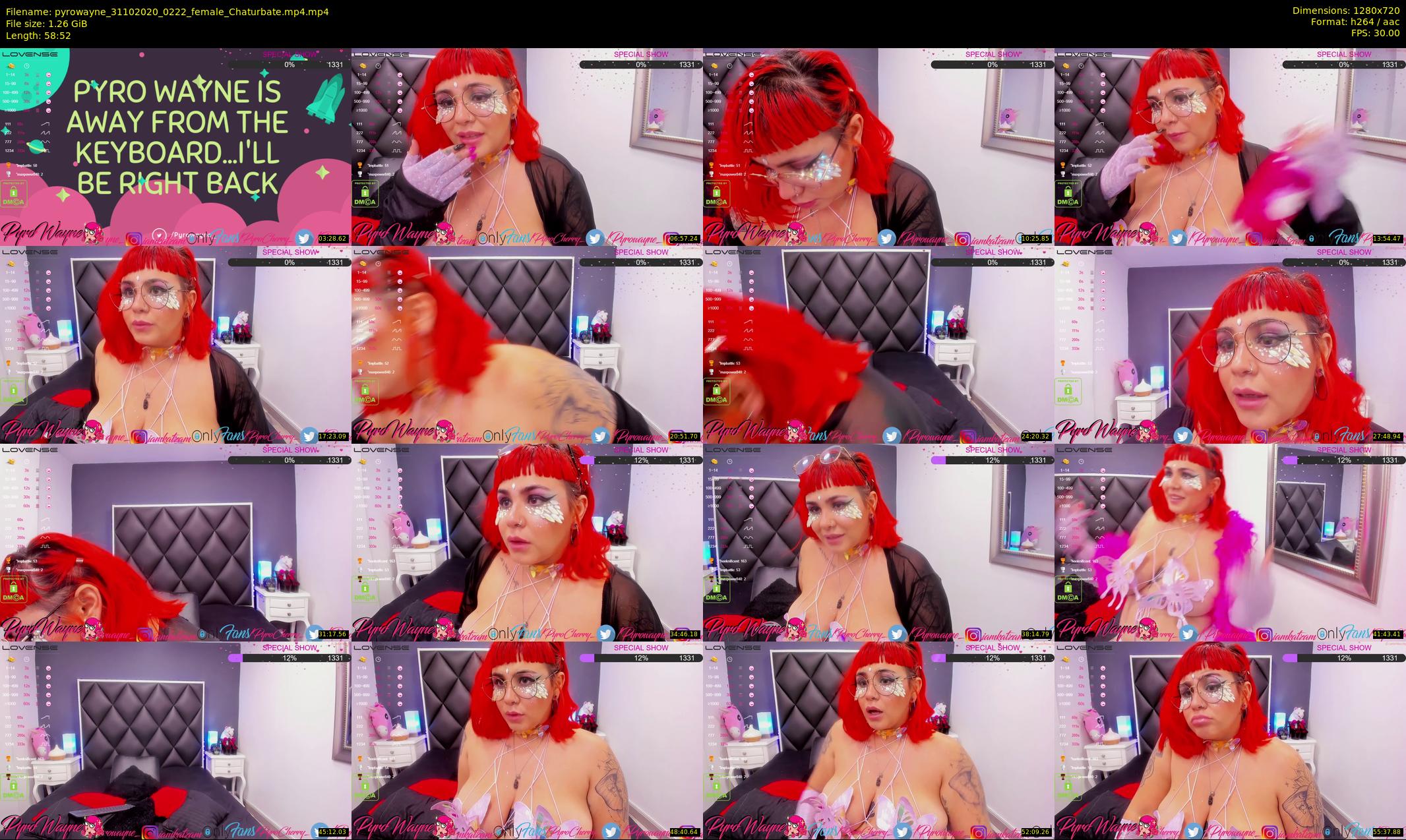 pyrowayne — 59 minute Chaturbate female cam show recording, 720p, Oct 31, 2020