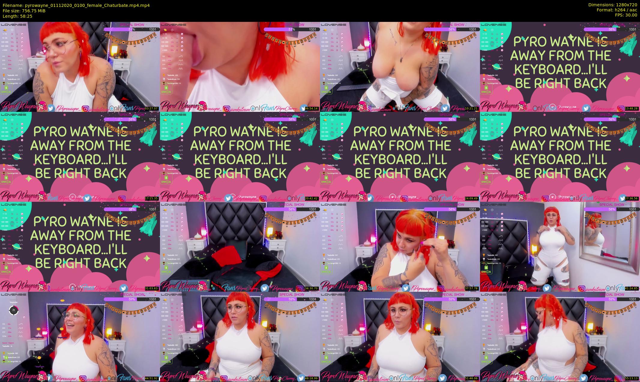 pyrowayne — 59 minute Chaturbate female cam show recording, 720p, Nov 1, 2020