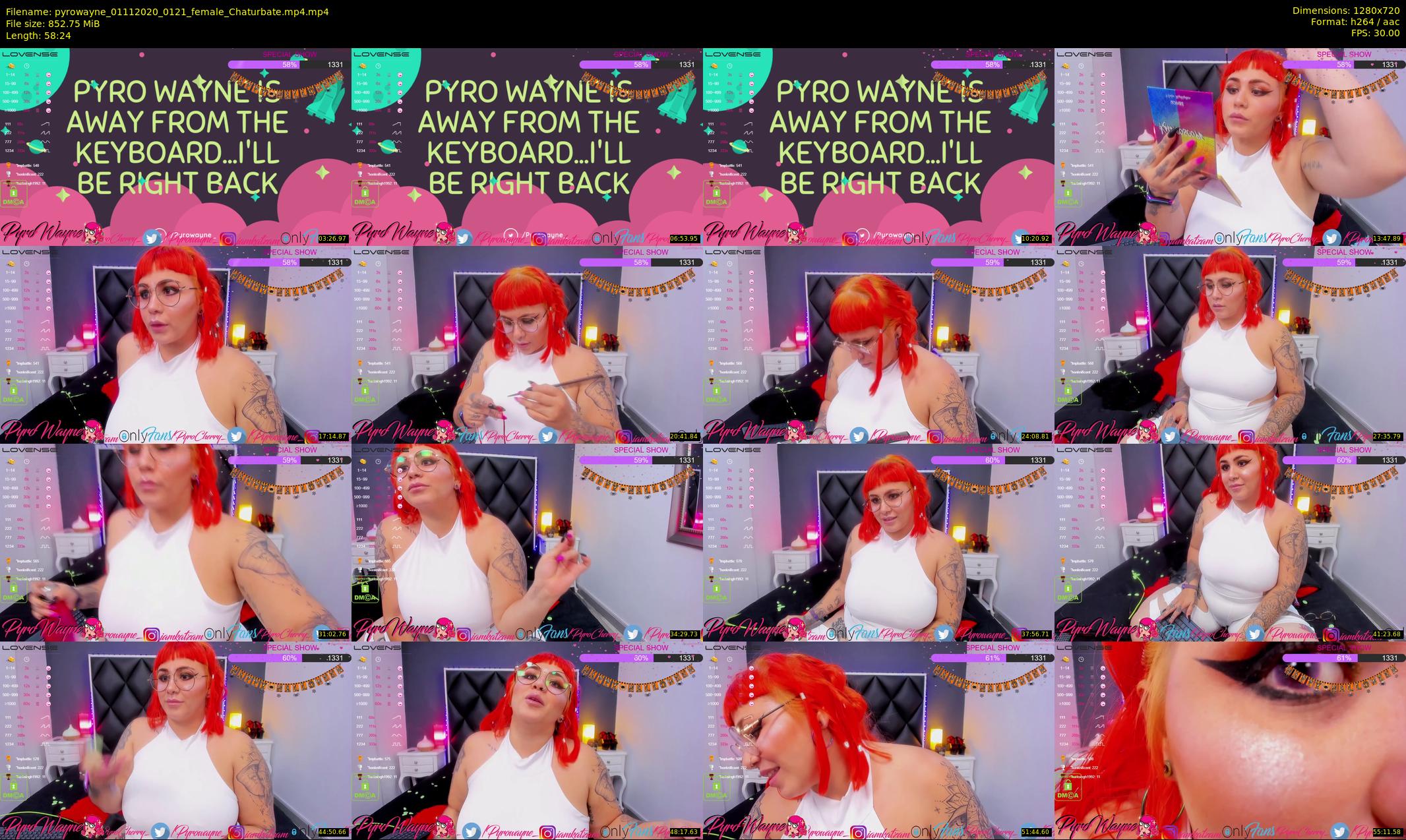 pyrowayne — 59 minute Chaturbate female cam show recording, 720p, Nov 1, 2020