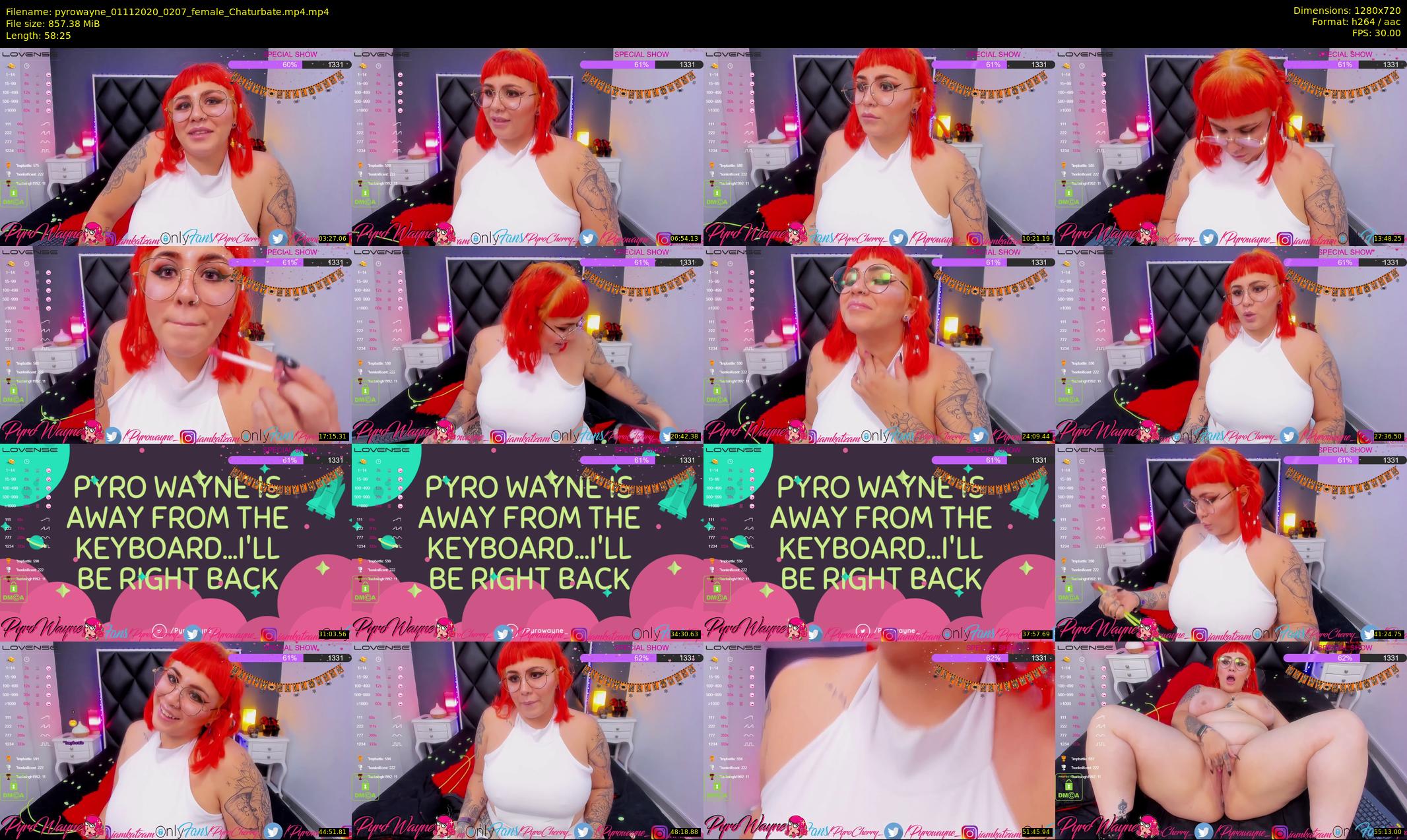 pyrowayne — 59 minute Chaturbate female cam show recording, 720p, Nov 1, 2020