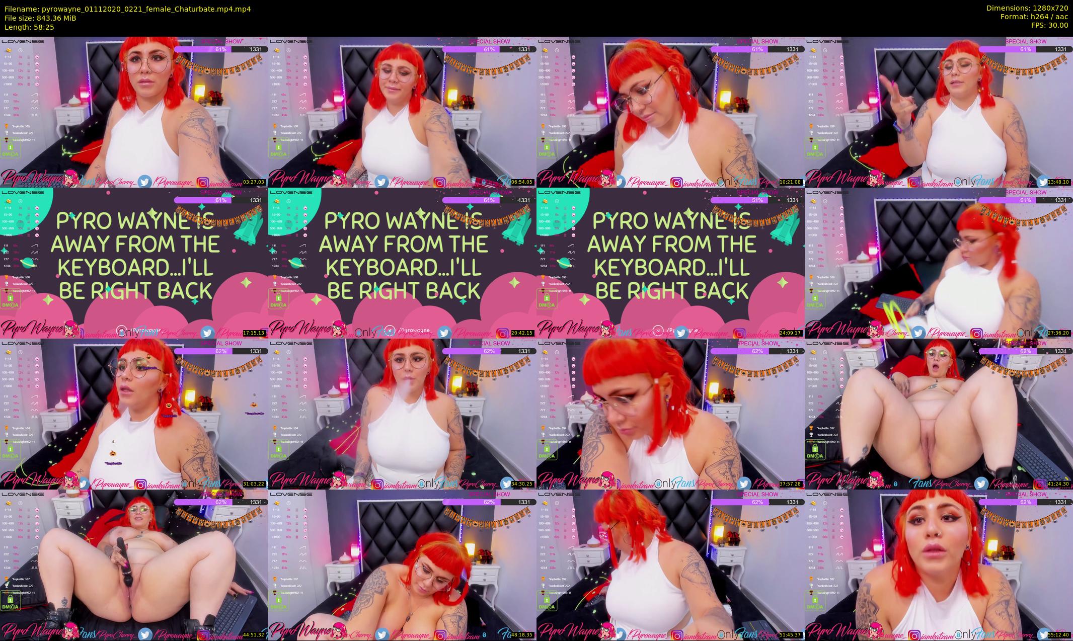 pyrowayne — 59 minute Chaturbate female cam show recording, 720p, Nov 1, 2020