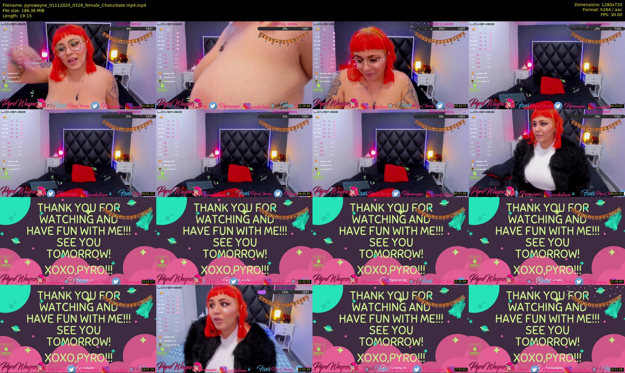 pyrowayne — 20 minute Chaturbate female cam show recording, 720p, Nov 1, 2020