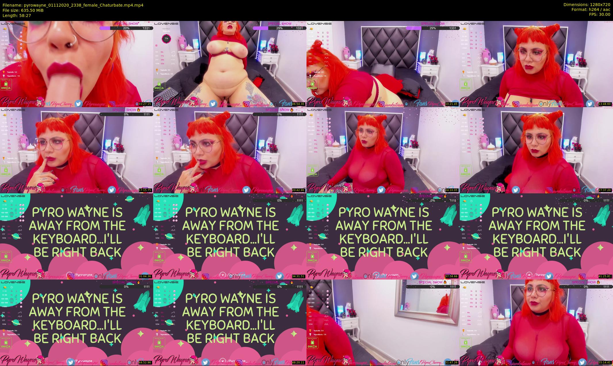 pyrowayne — 59 minute Chaturbate female cam show recording, 720p, Nov 1, 2020