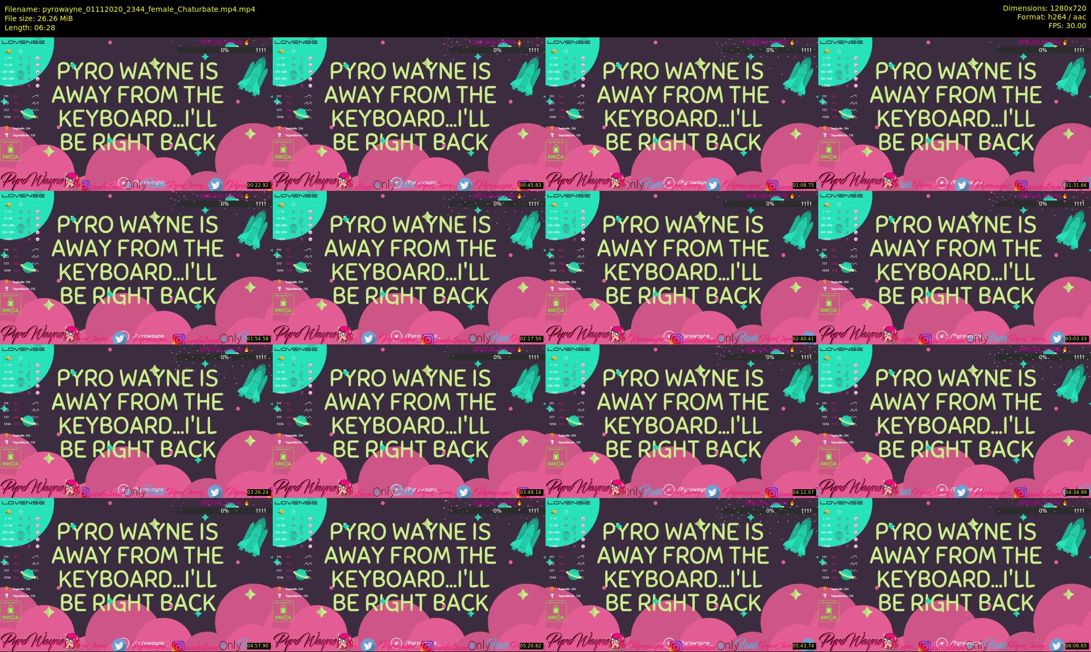 pyrowayne — 7 minute Chaturbate female cam show recording, 720p, Nov 1, 2020