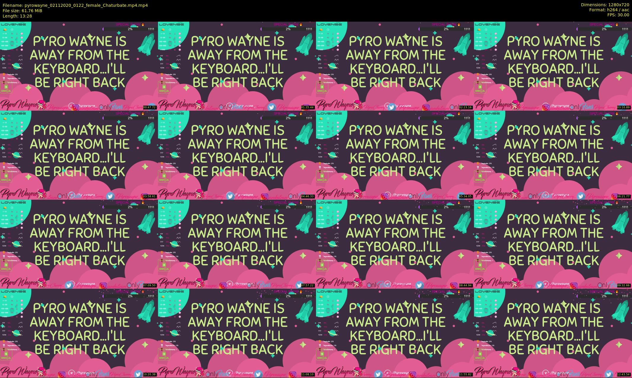 pyrowayne — 14 minute Chaturbate female cam show recording, 720p, Nov 2, 2020