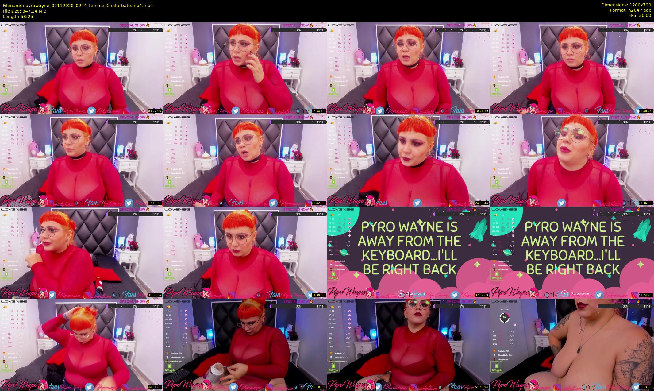 pyrowayne — 59 minute Chaturbate female cam show recording, 720p, Nov 2, 2020