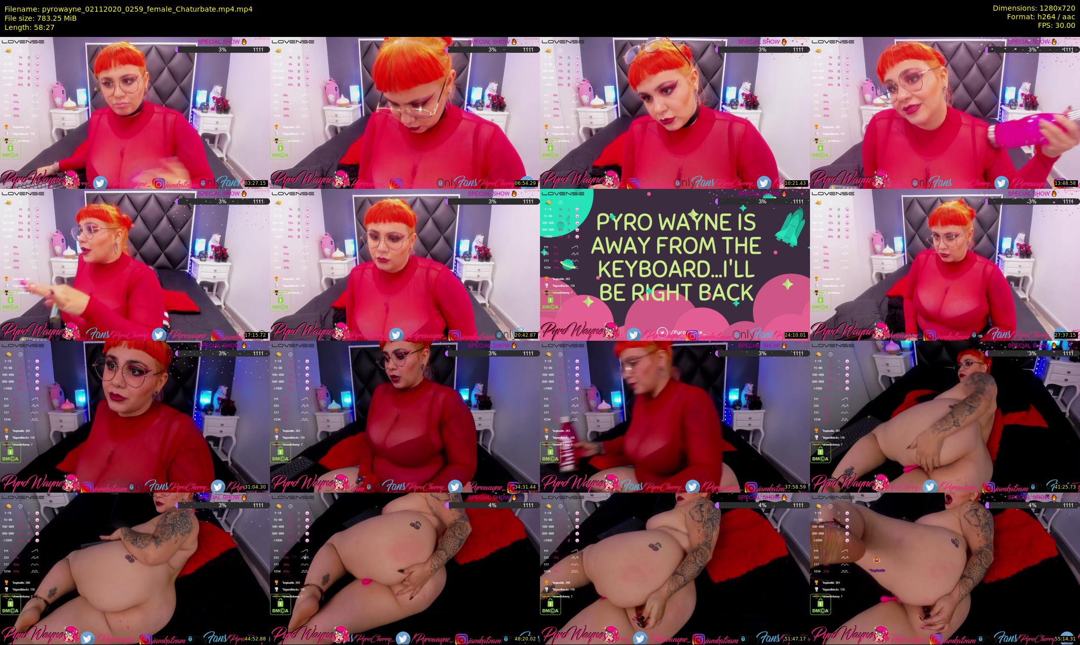 pyrowayne — 59 minute Chaturbate female cam show recording, 720p, Nov 2, 2020