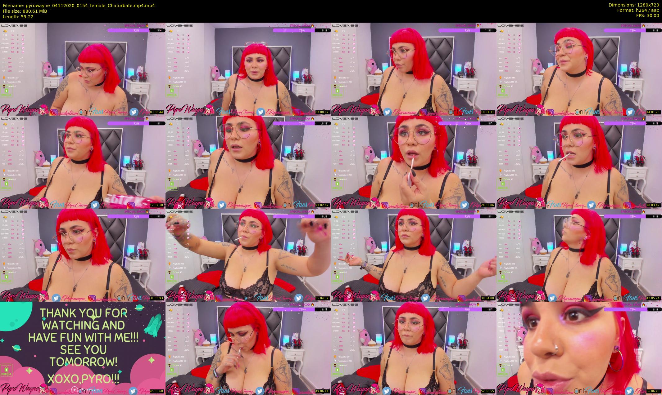 pyrowayne — 60 minute Chaturbate female cam show recording, 720p, Nov 4, 2020
