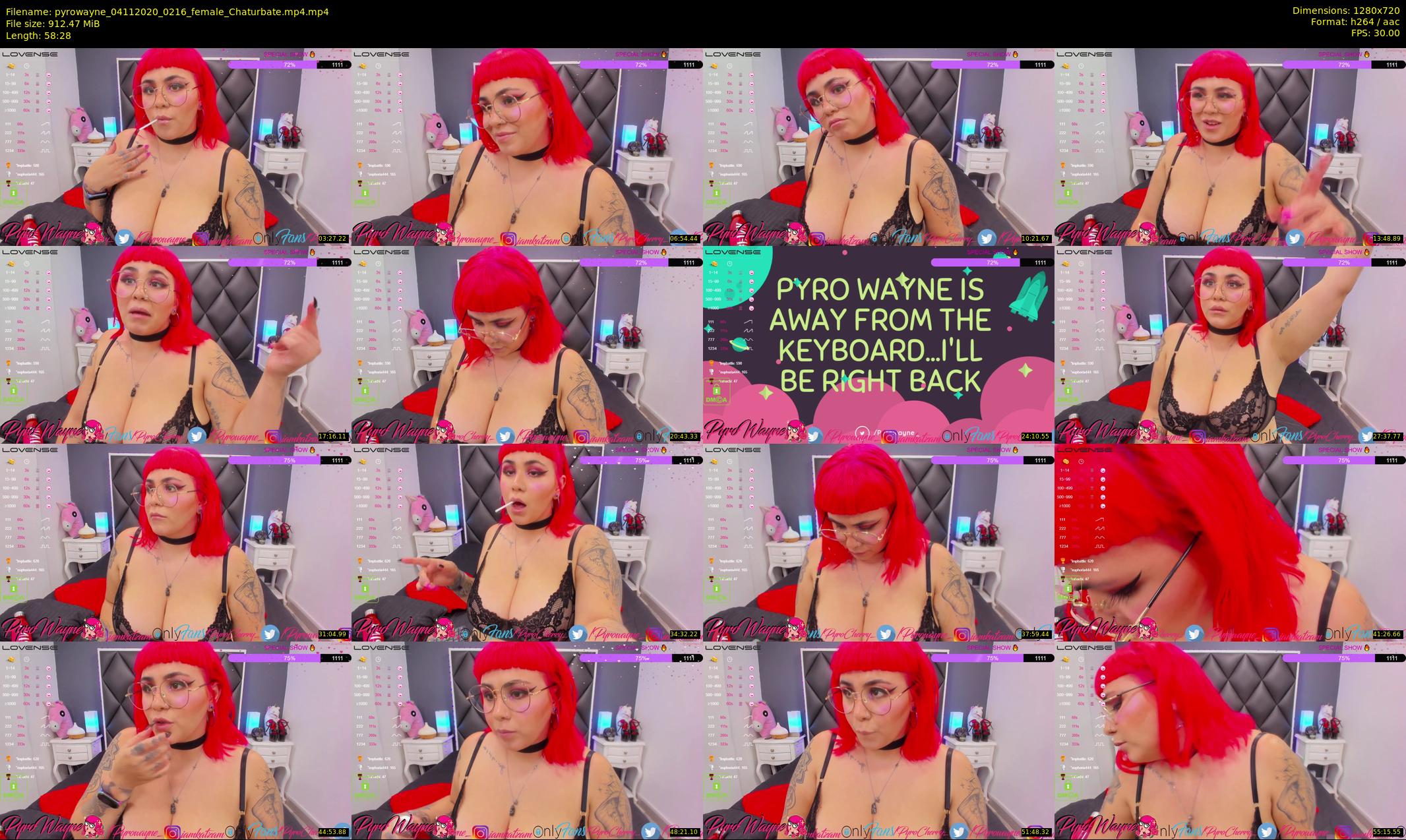 pyrowayne — 59 minute Chaturbate female cam show recording, 720p, Nov 4, 2020