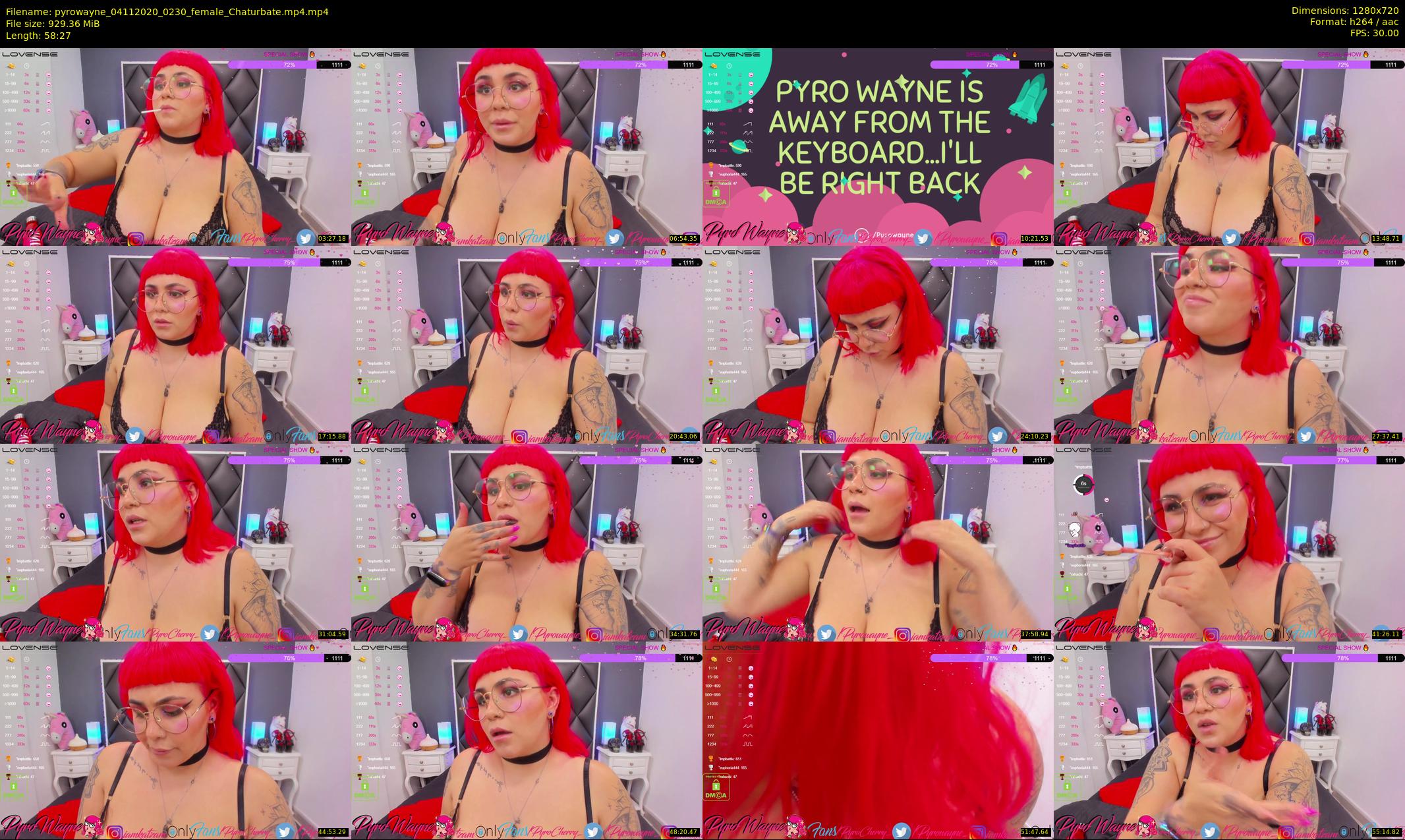 pyrowayne — 59 minute Chaturbate female cam show recording, 720p, Nov 4, 2020