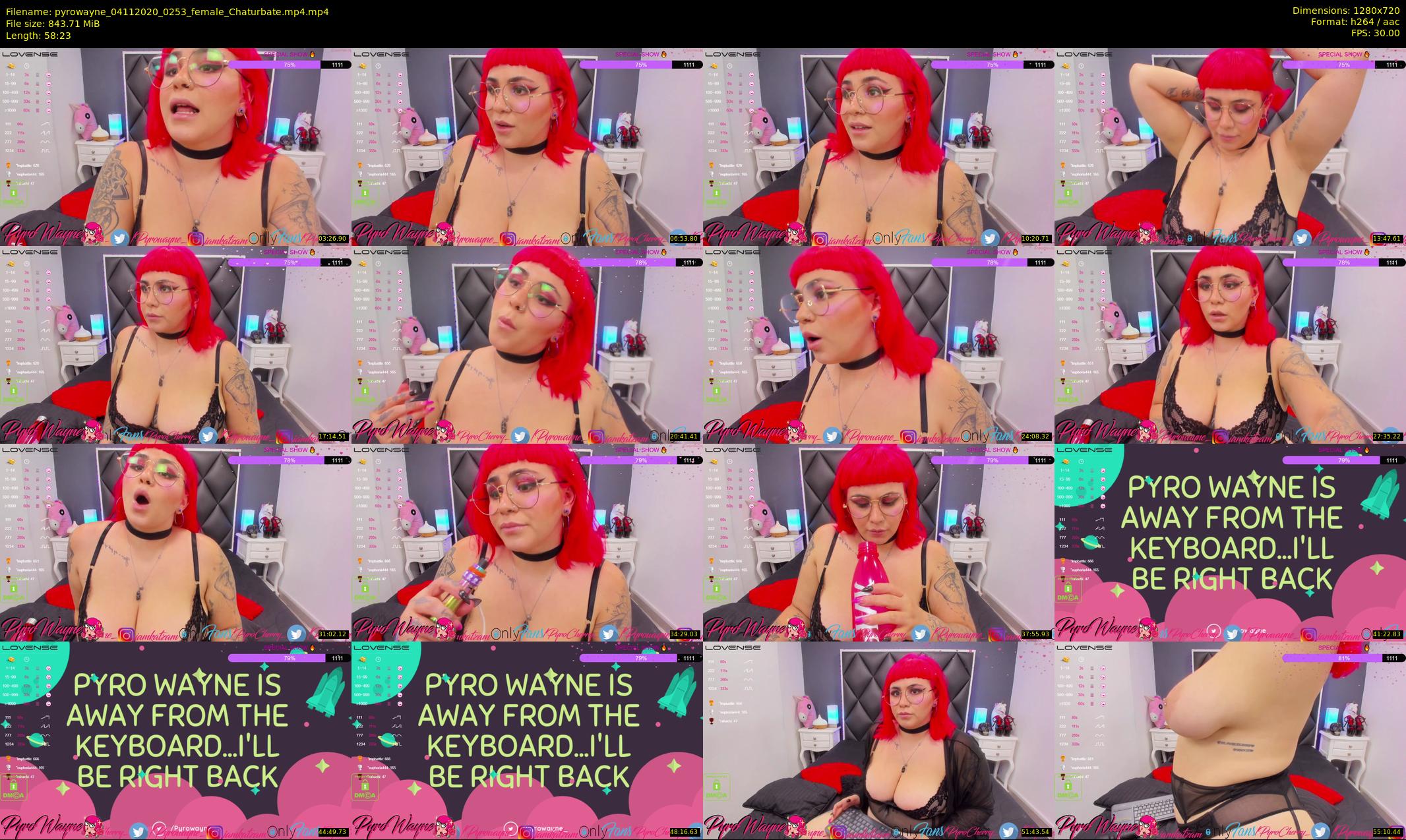 pyrowayne — 59 minute Chaturbate female cam show recording, 720p, Nov 4, 2020