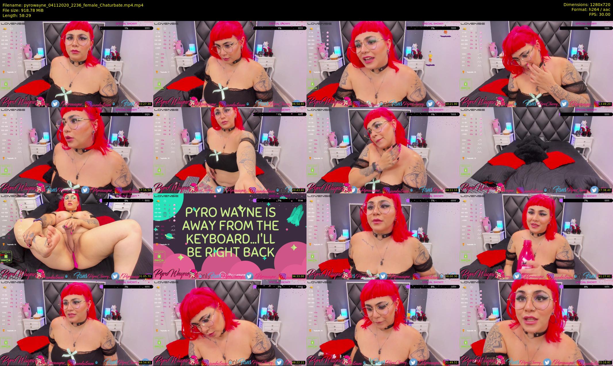 pyrowayne — 59 minute Chaturbate female cam show recording, 720p, Nov 4, 2020