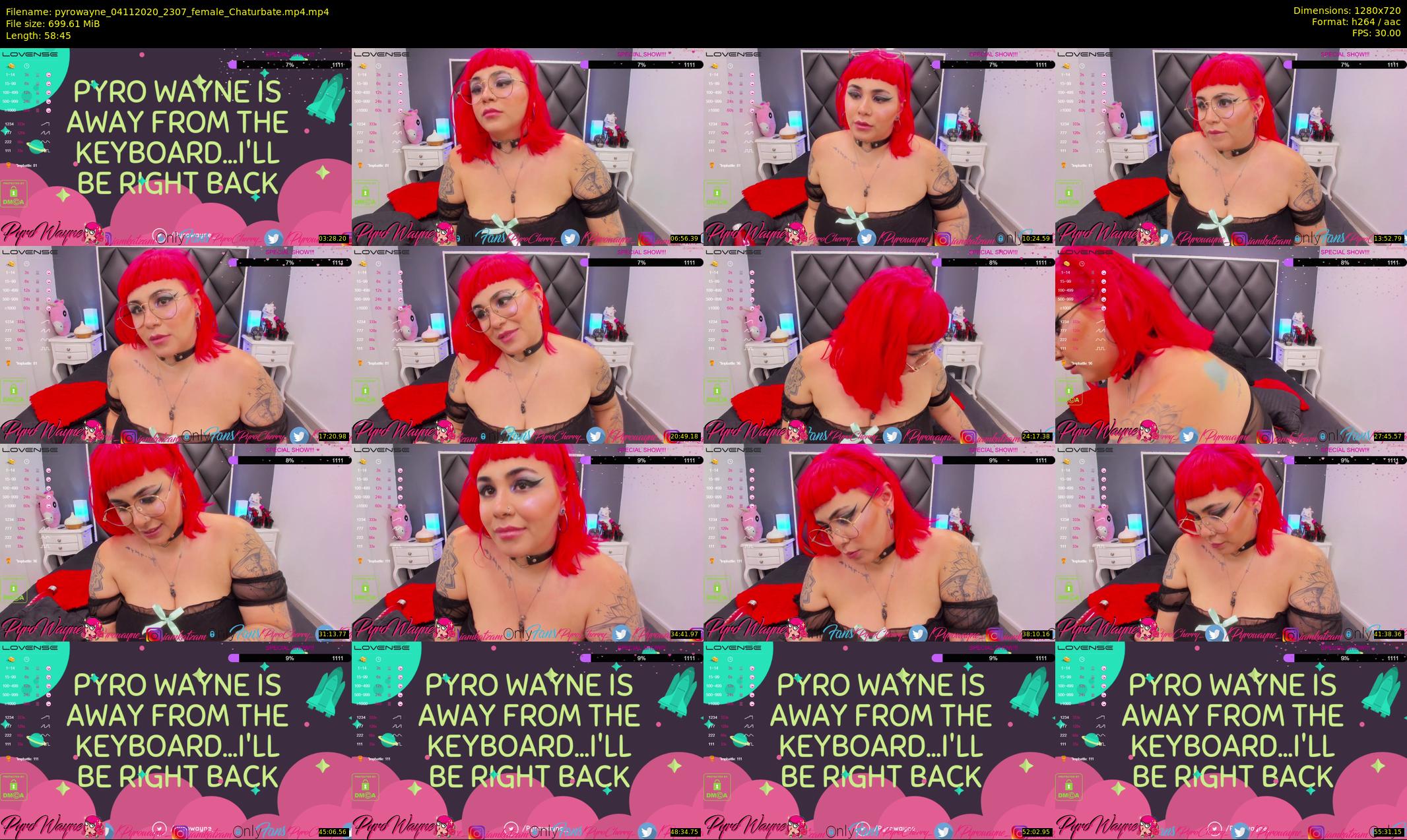 pyrowayne — 59 minute Chaturbate female cam show recording, 720p, Nov 4, 2020