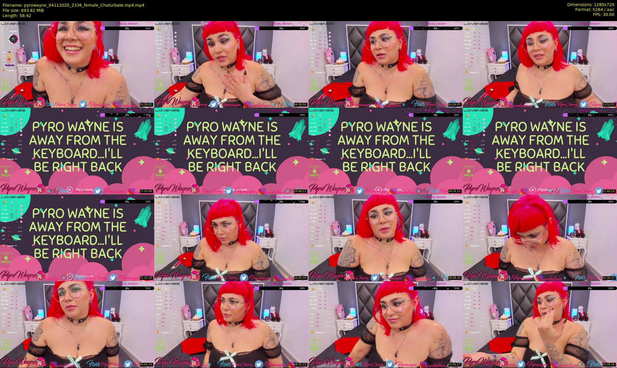 pyrowayne — 59 minute Chaturbate female cam show recording, 720p, Nov 4, 2020