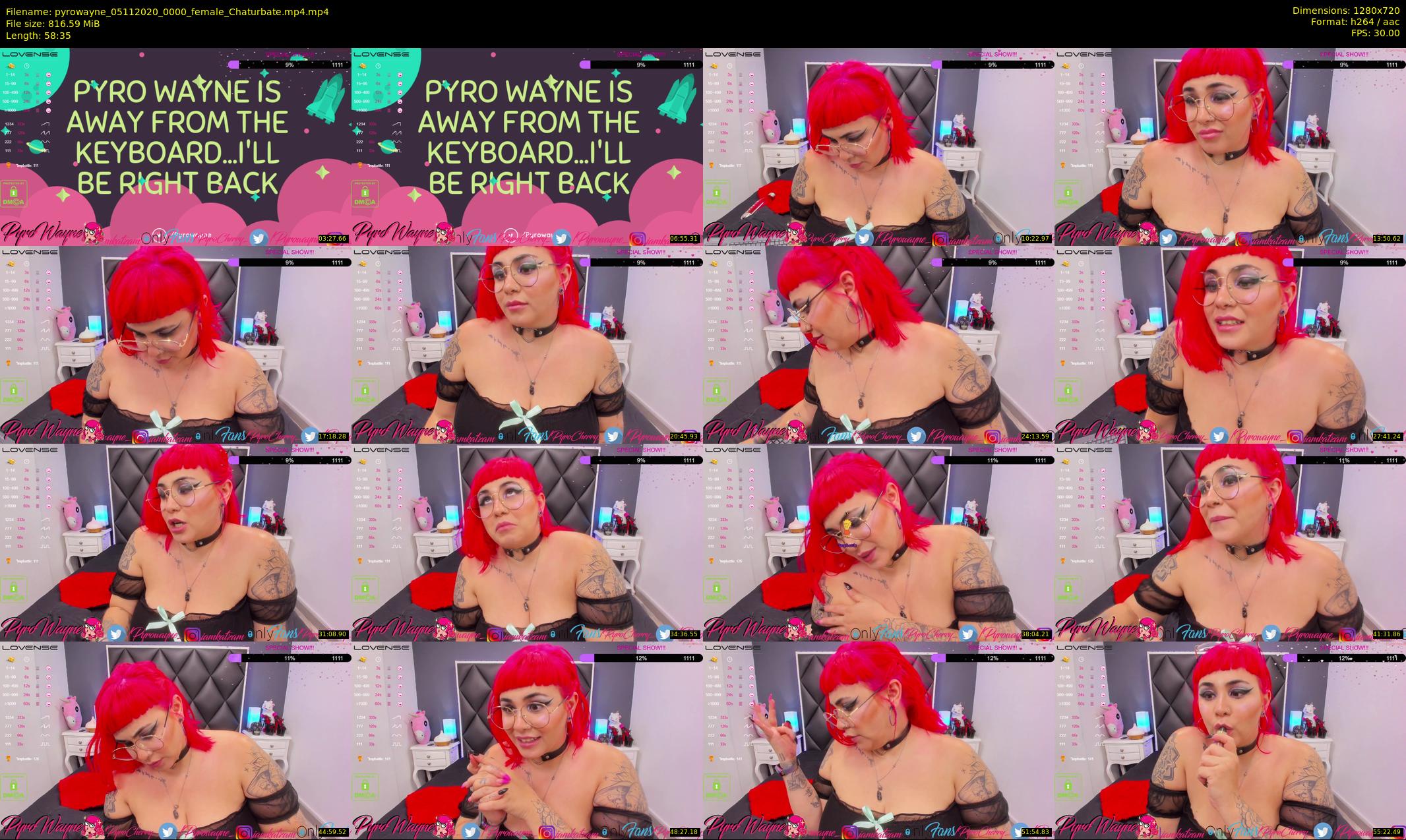 pyrowayne — 59 minute Chaturbate female cam show recording, 720p, Nov 5, 2020