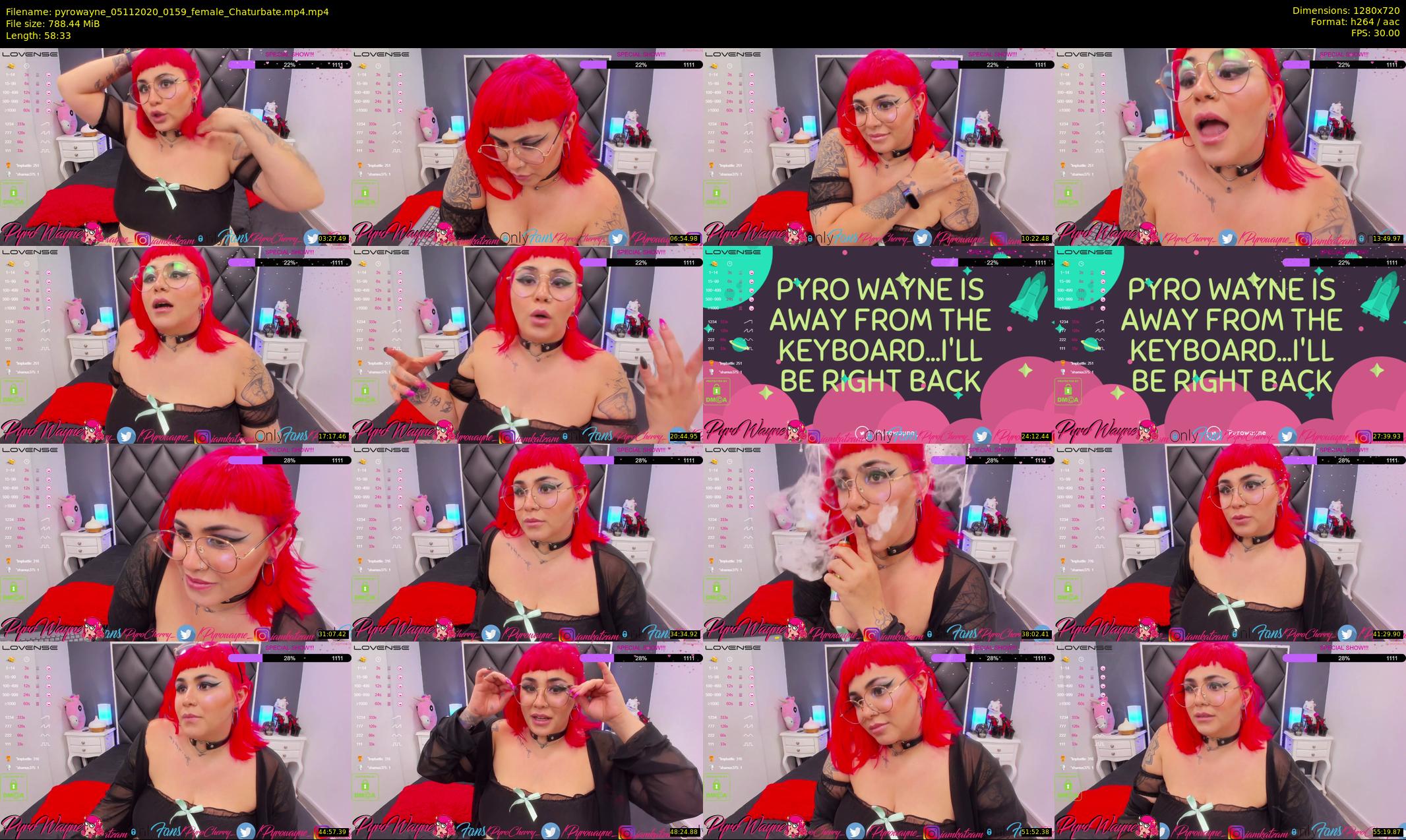 pyrowayne — 59 minute Chaturbate female cam show recording, 720p, Nov 5, 2020