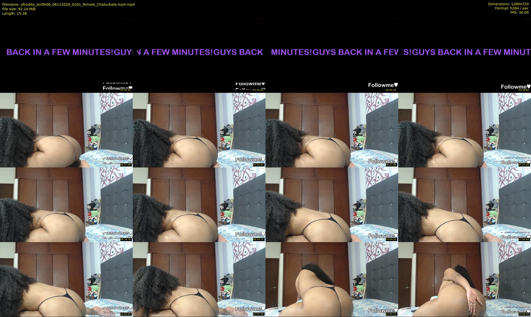afrodita_smith08 — 16 minute Chaturbate female cam show recording, 720p, Nov 6, 2020