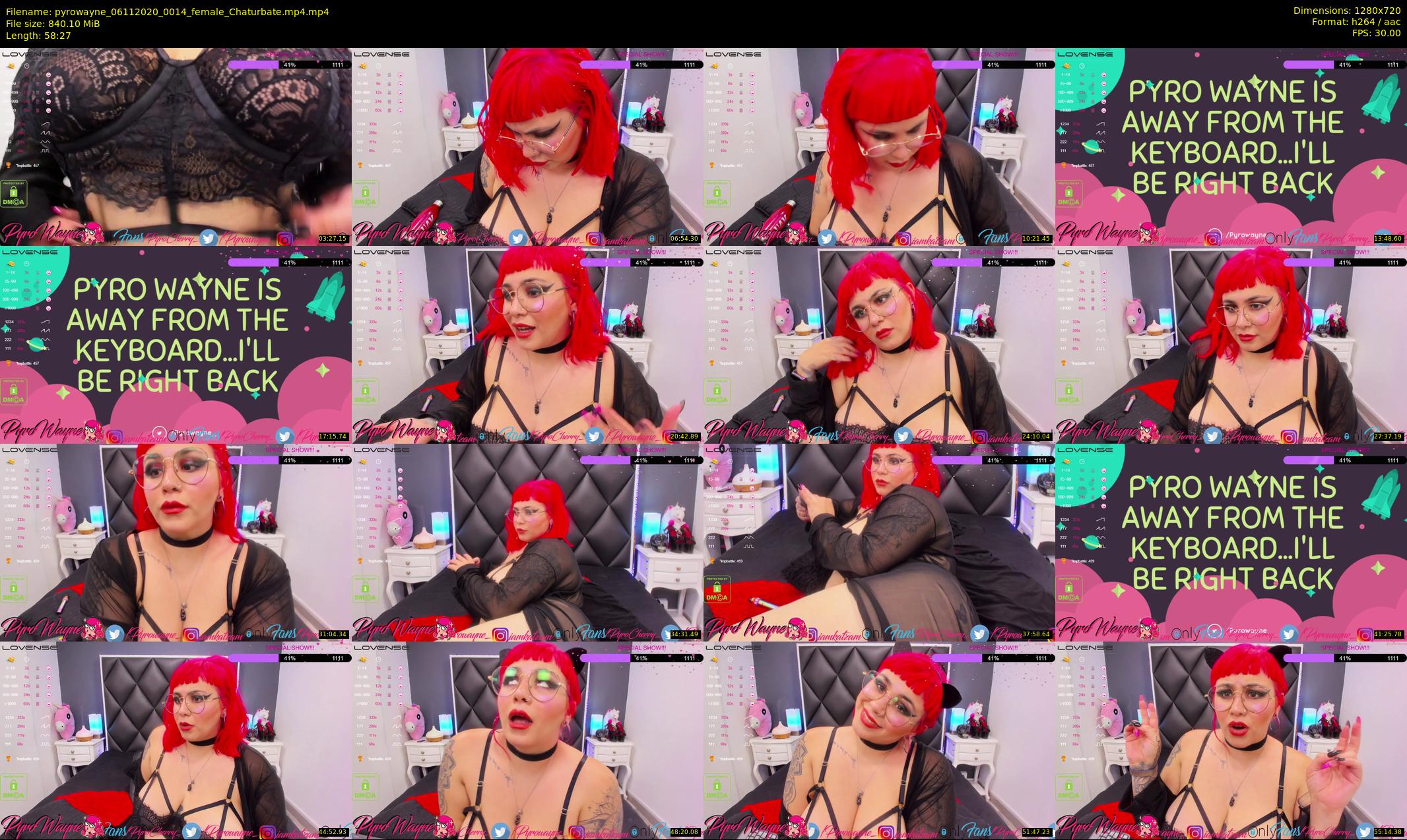 pyrowayne — 59 minute Chaturbate female cam show recording, 720p, Nov 6, 2020