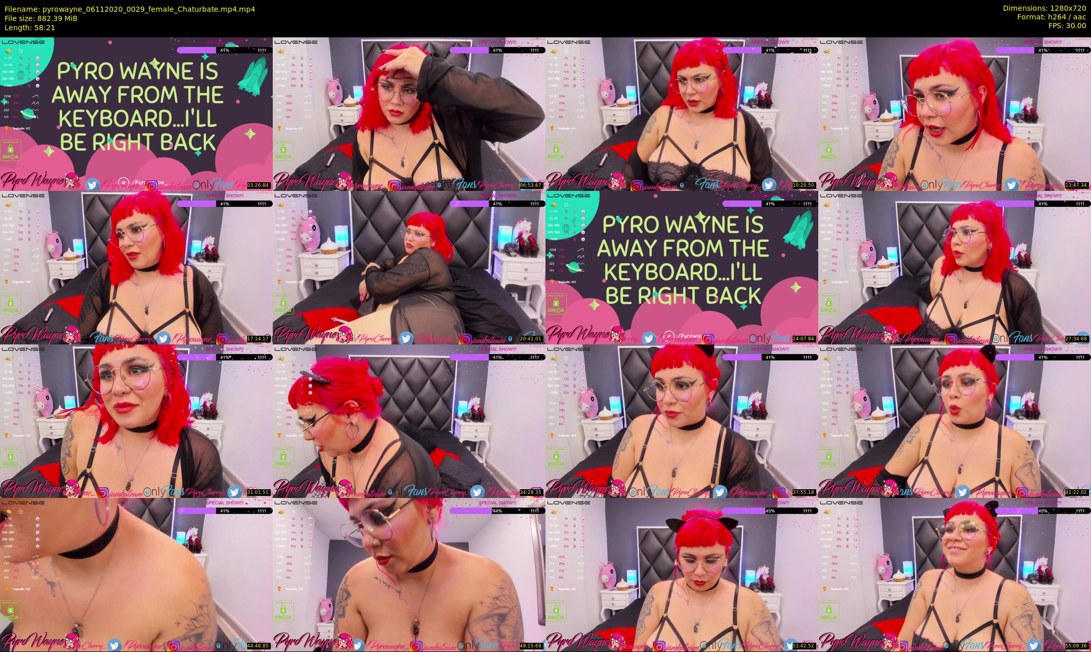 pyrowayne — 59 minute Chaturbate female cam show recording, 720p, Nov 6, 2020